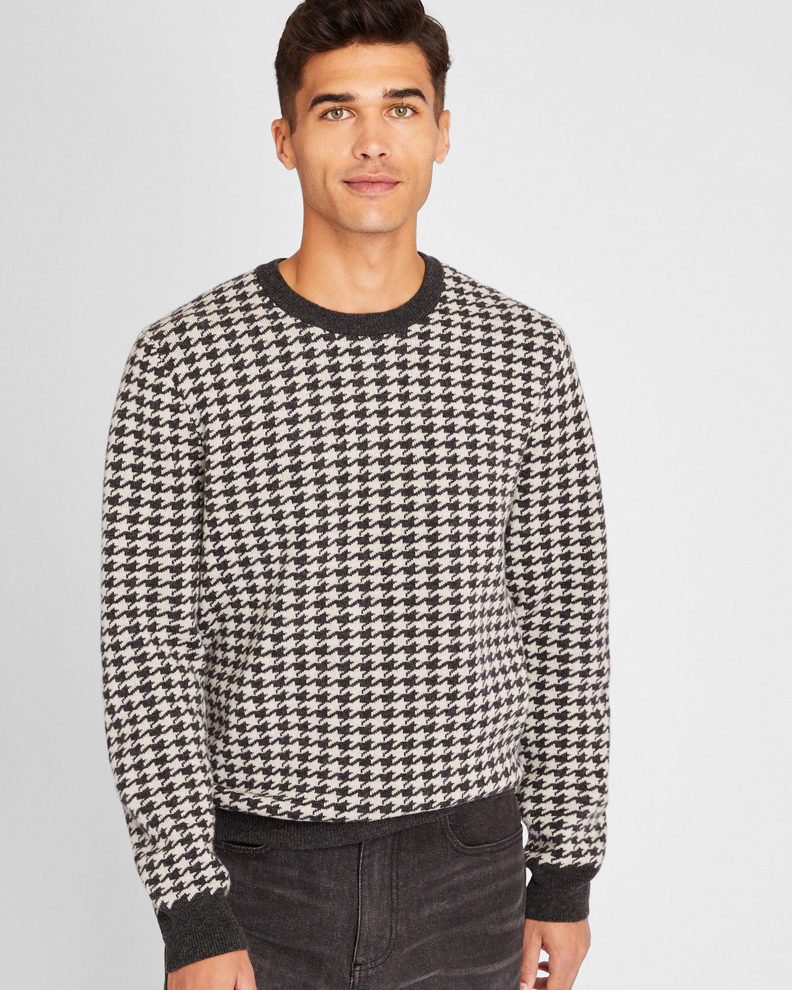 CLUB MONACO - Chandail pied-de-poule en laine - Anthracite