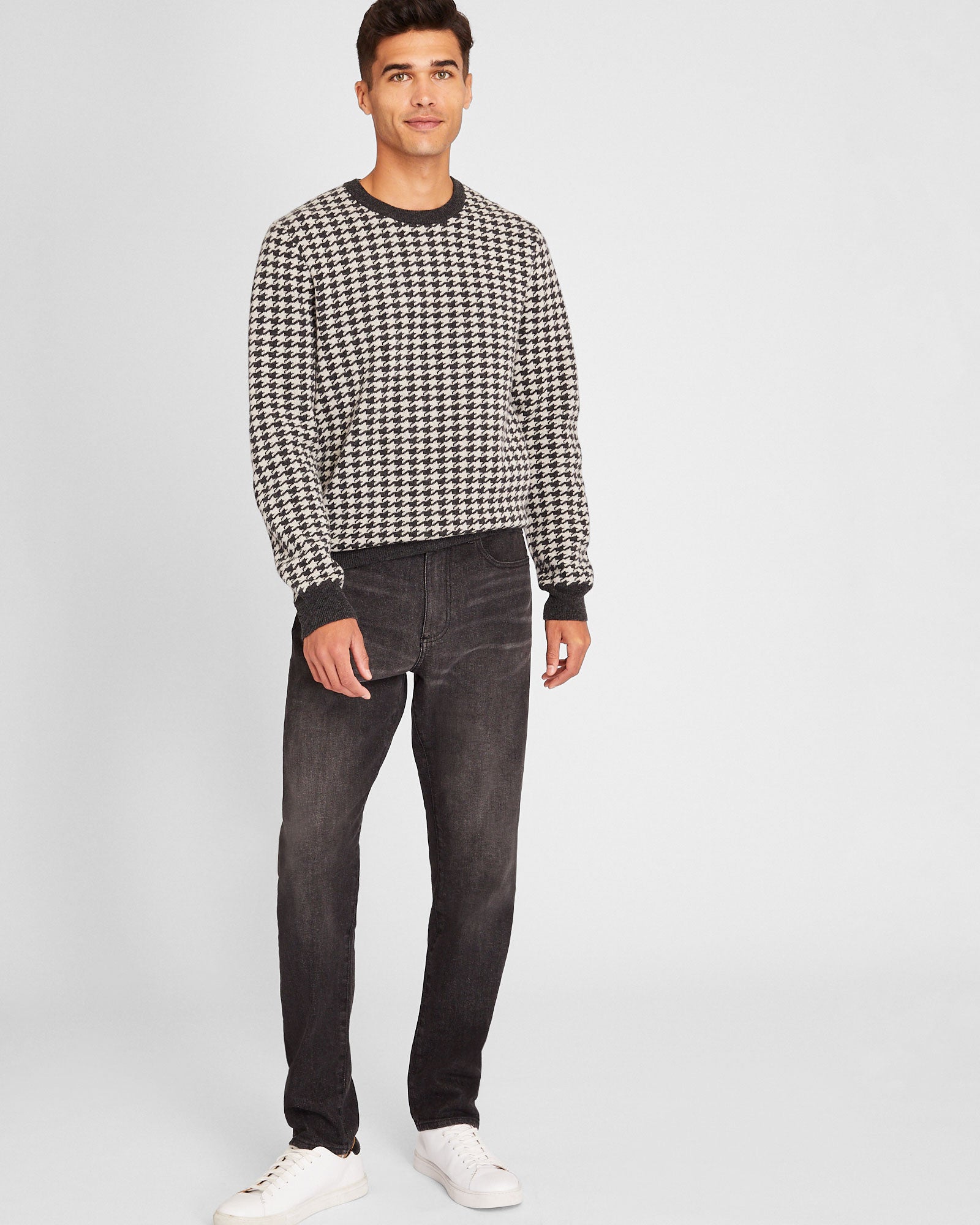 CLUB MONACO - Chandail pied-de-poule en laine - Anthracite