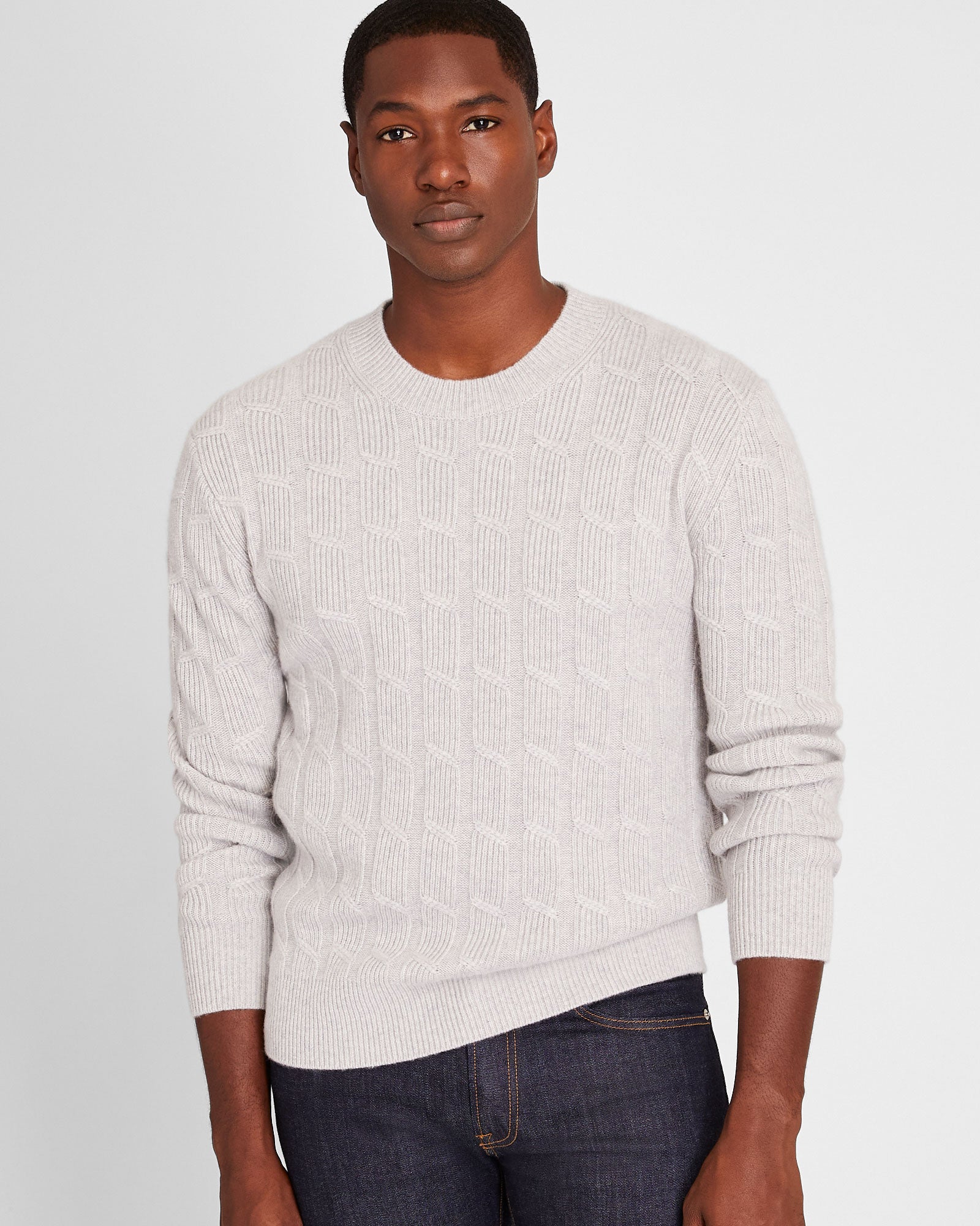 CLUB MONACO - Chandail ras du cou en cachemire - Gris Clair