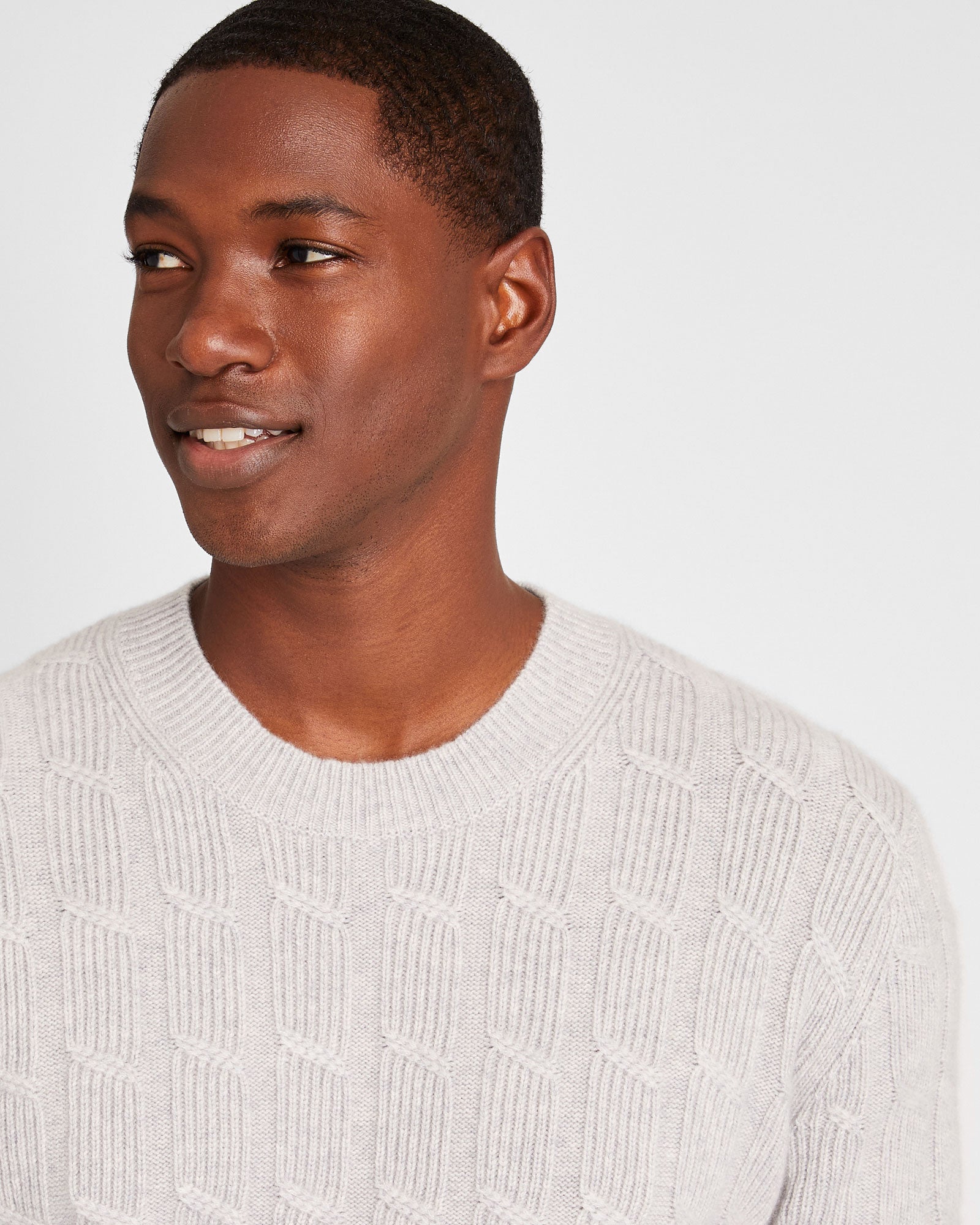 CLUB MONACO - Chandail ras du cou en cachemire - Gris Clair