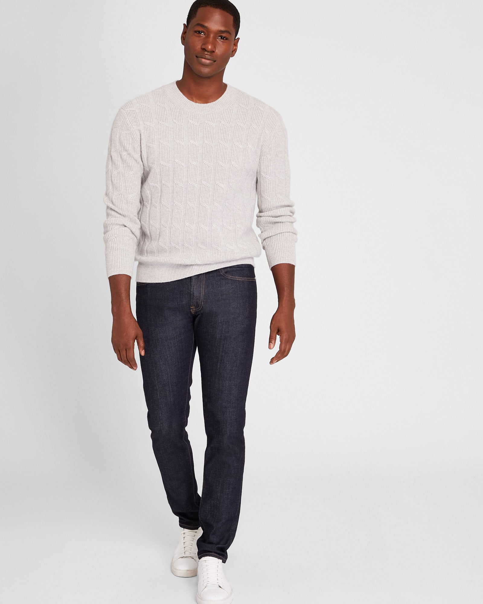 CLUB MONACO - Chandail ras du cou en cachemire - Gris Clair