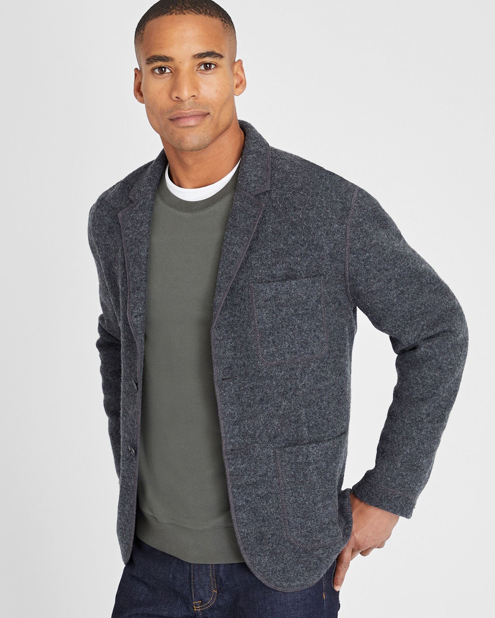 CLUB MONACO - Manteau de corvée en feutre - Anthracite