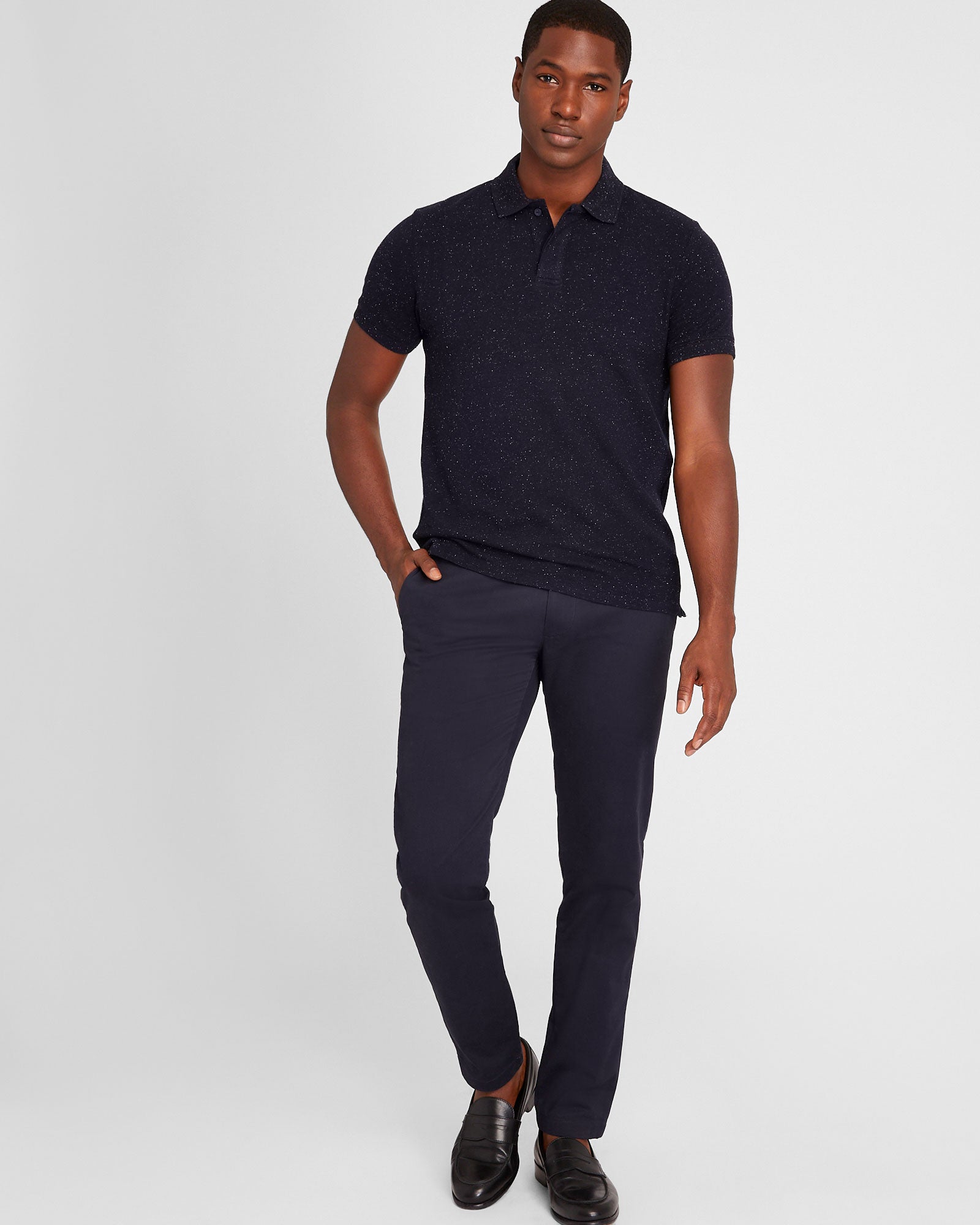CLUB MONACO - Nepped Piqué Polo - Navy