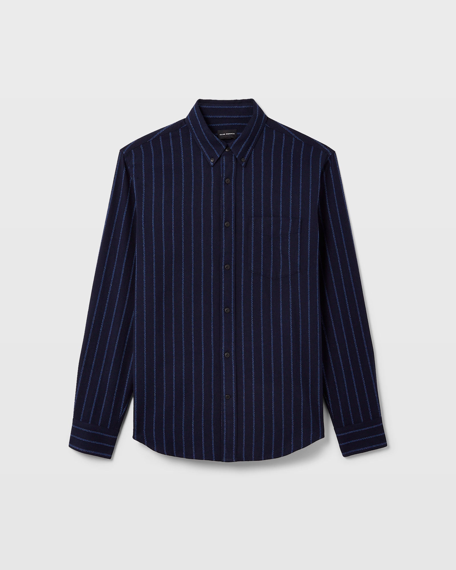 CLUB MONACO - Chemise rayée en crêpe jaspé - Indigo