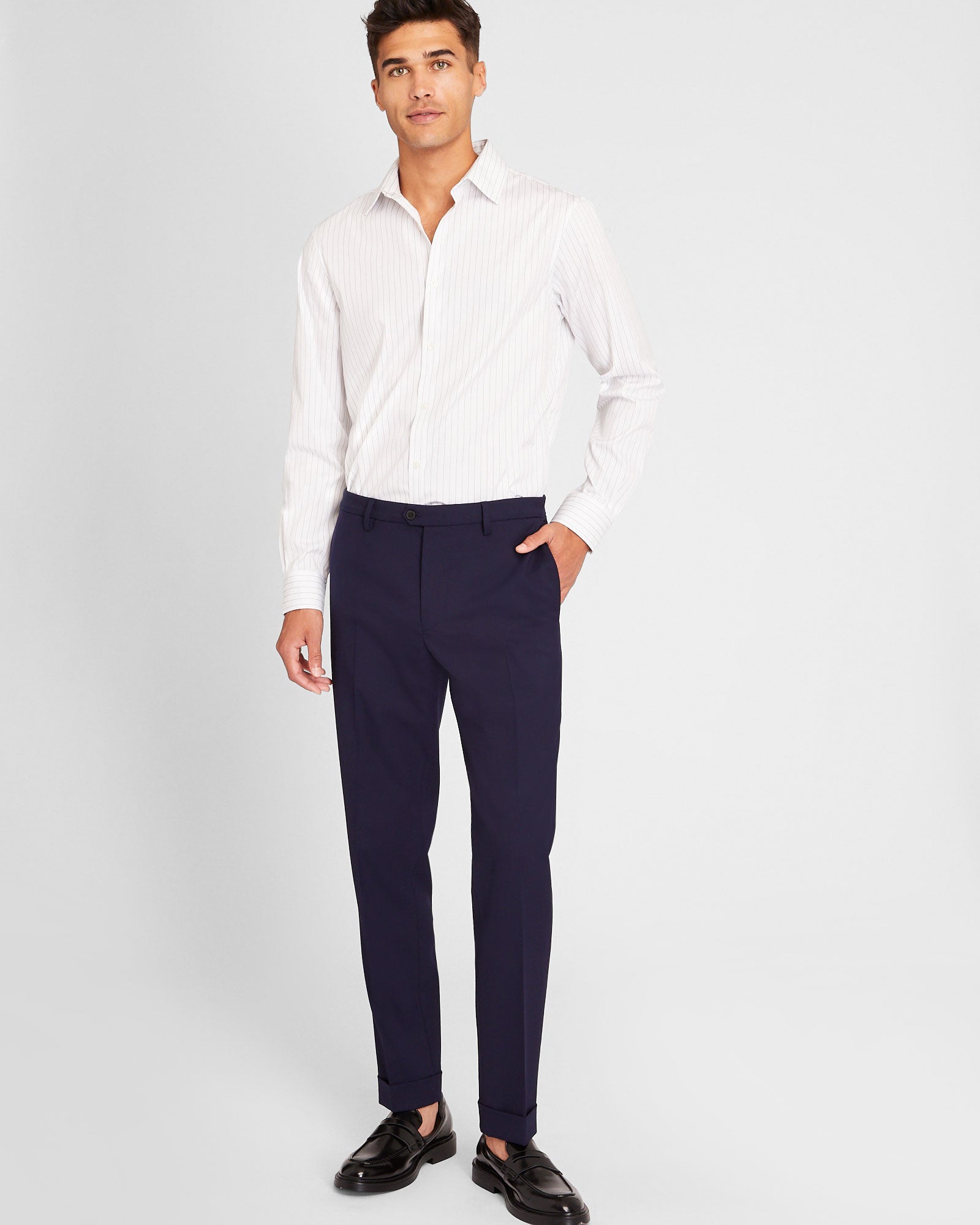 CLUB MONACO - Stripe Poplin Dress Shirt - White
