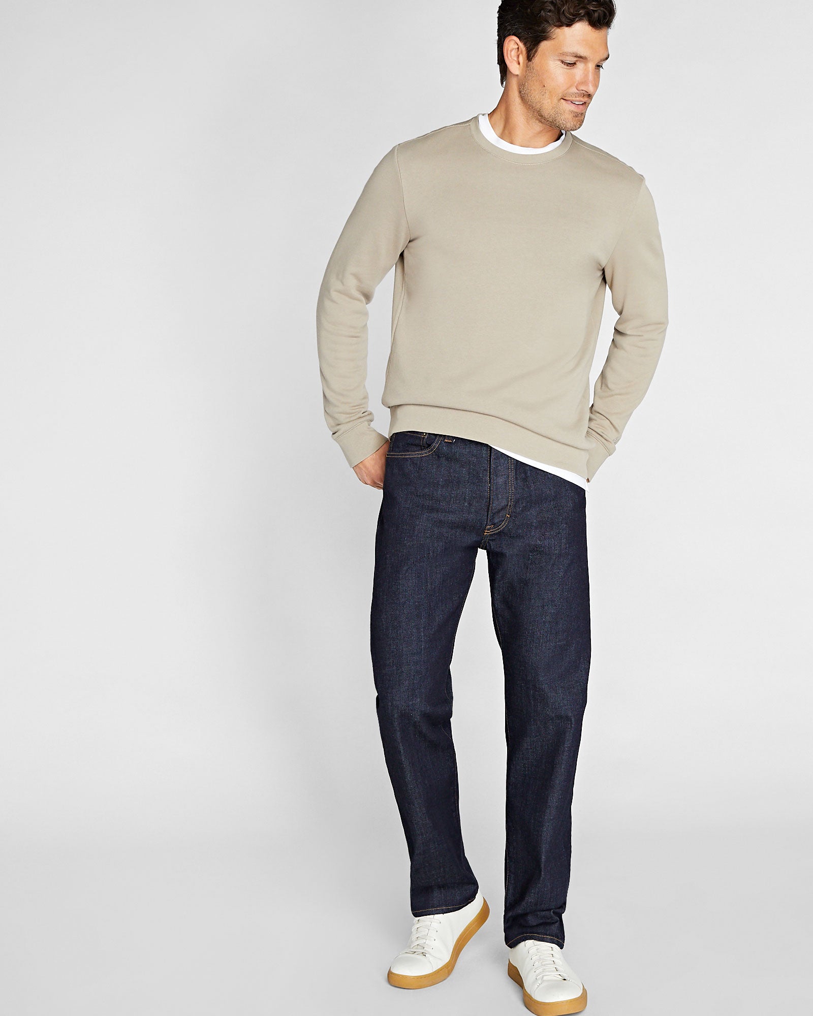 CLUB MONACO - Essential Cotton Blend Crewneck Sweatshirt - Beige