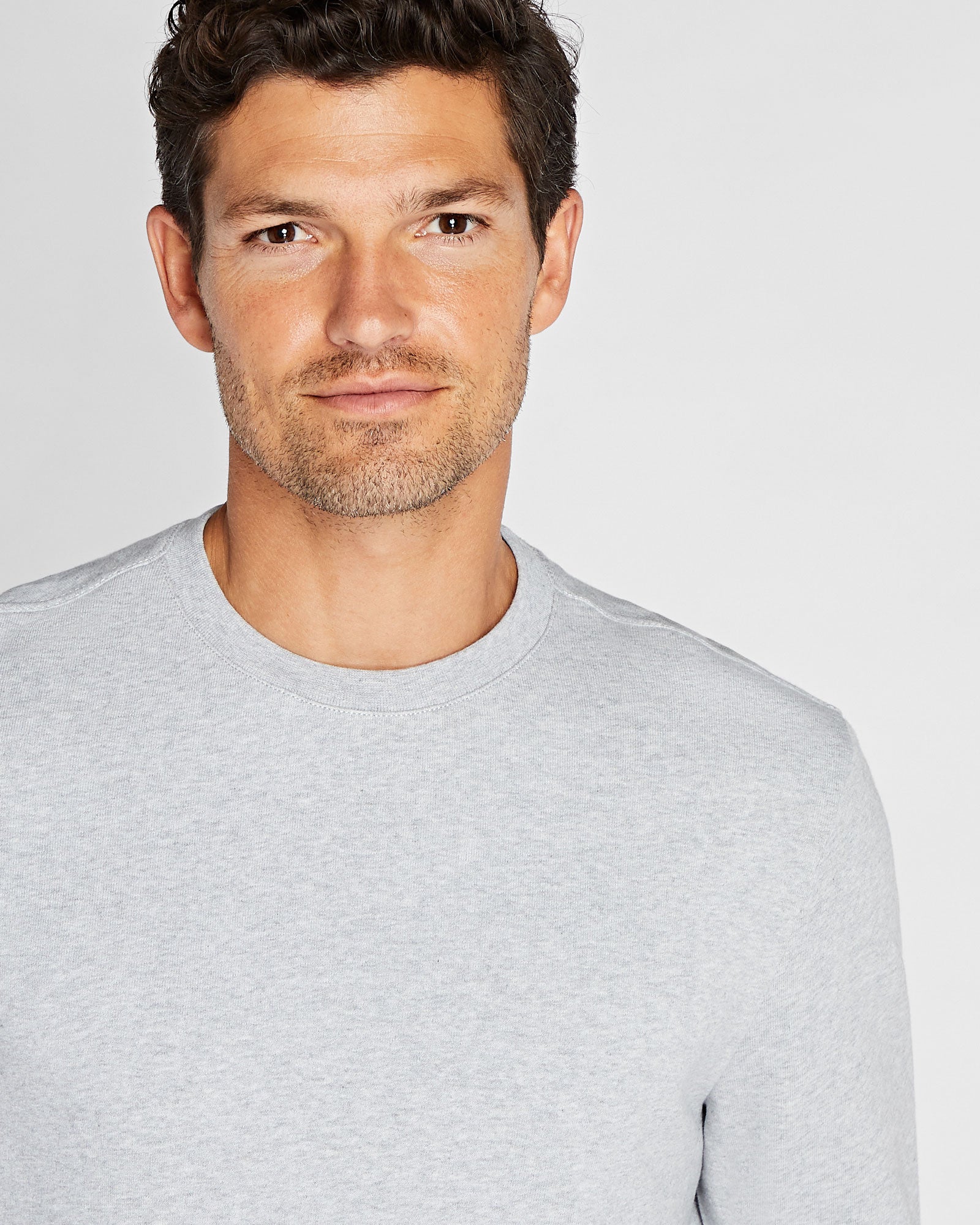 CLUB MONACO - Essential Cotton Blend Crewneck Sweatshirt - Grey Mix