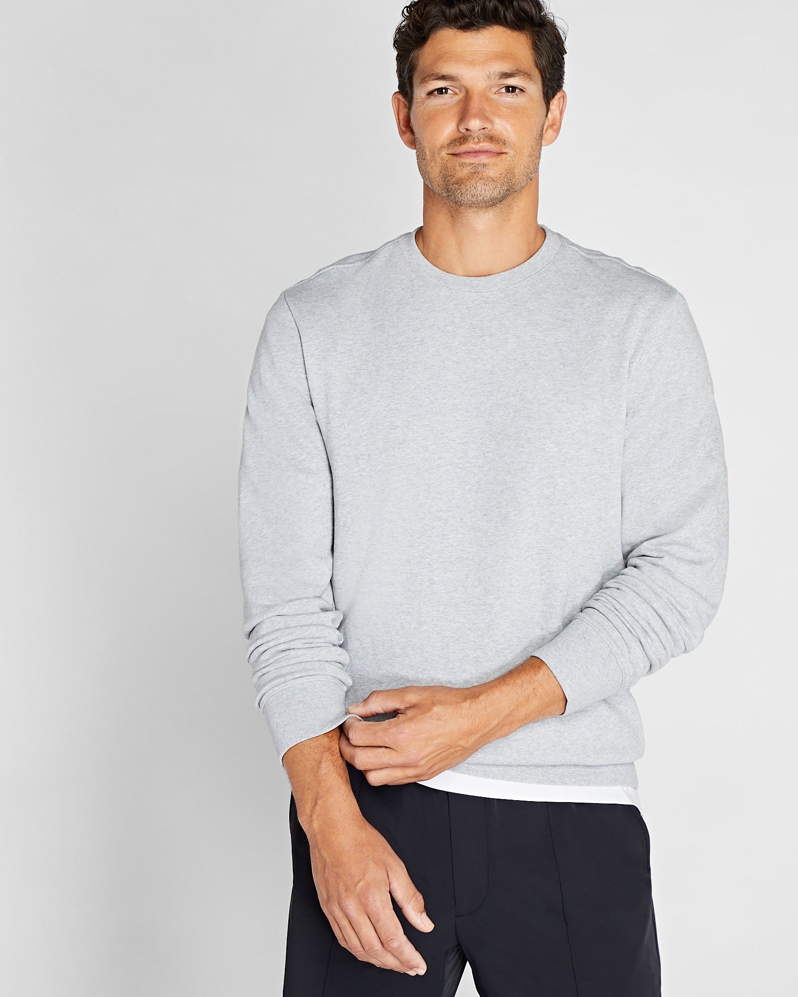 CLUB MONACO - Essential Cotton Blend Crewneck Sweatshirt - Grey Mix