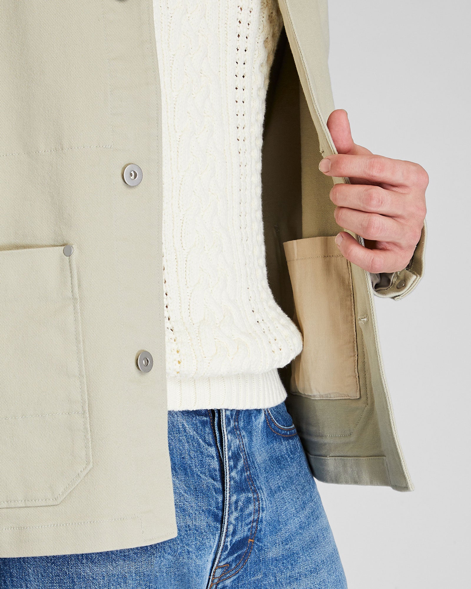 CLUB MONACO - Cord Collar Jacket - Khaki