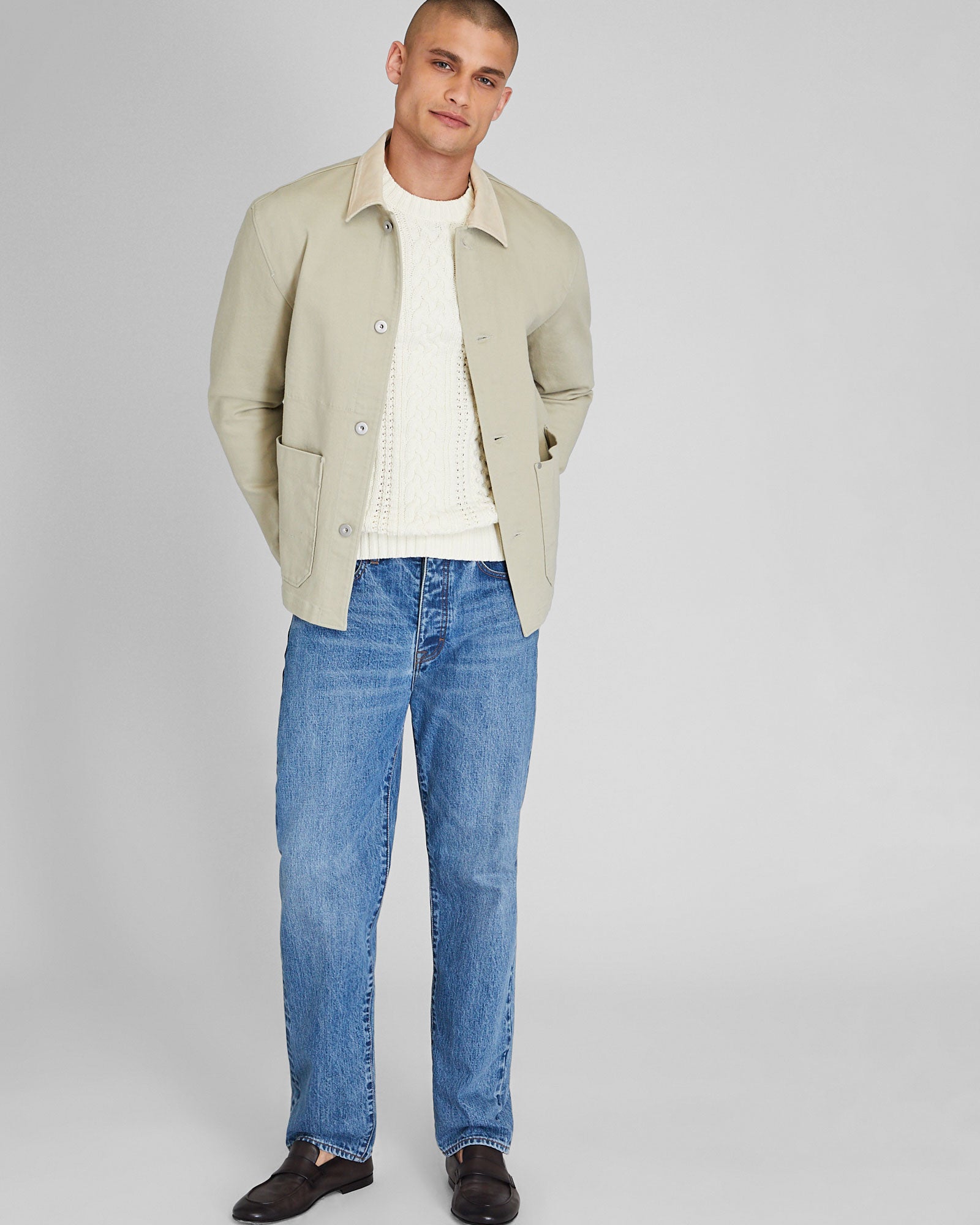 CLUB MONACO - Cord Collar Jacket - Khaki
