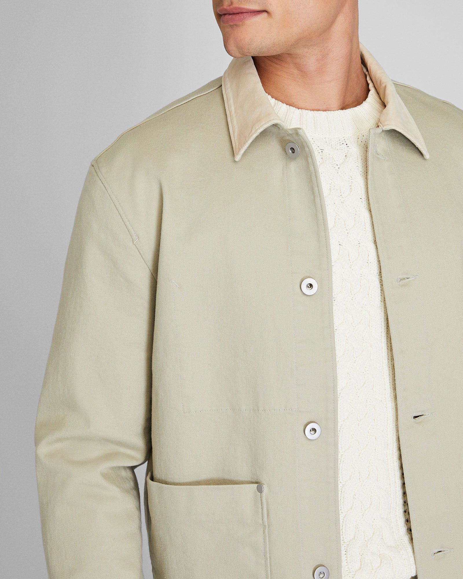 CLUB MONACO - Cord Collar Jacket - Khaki