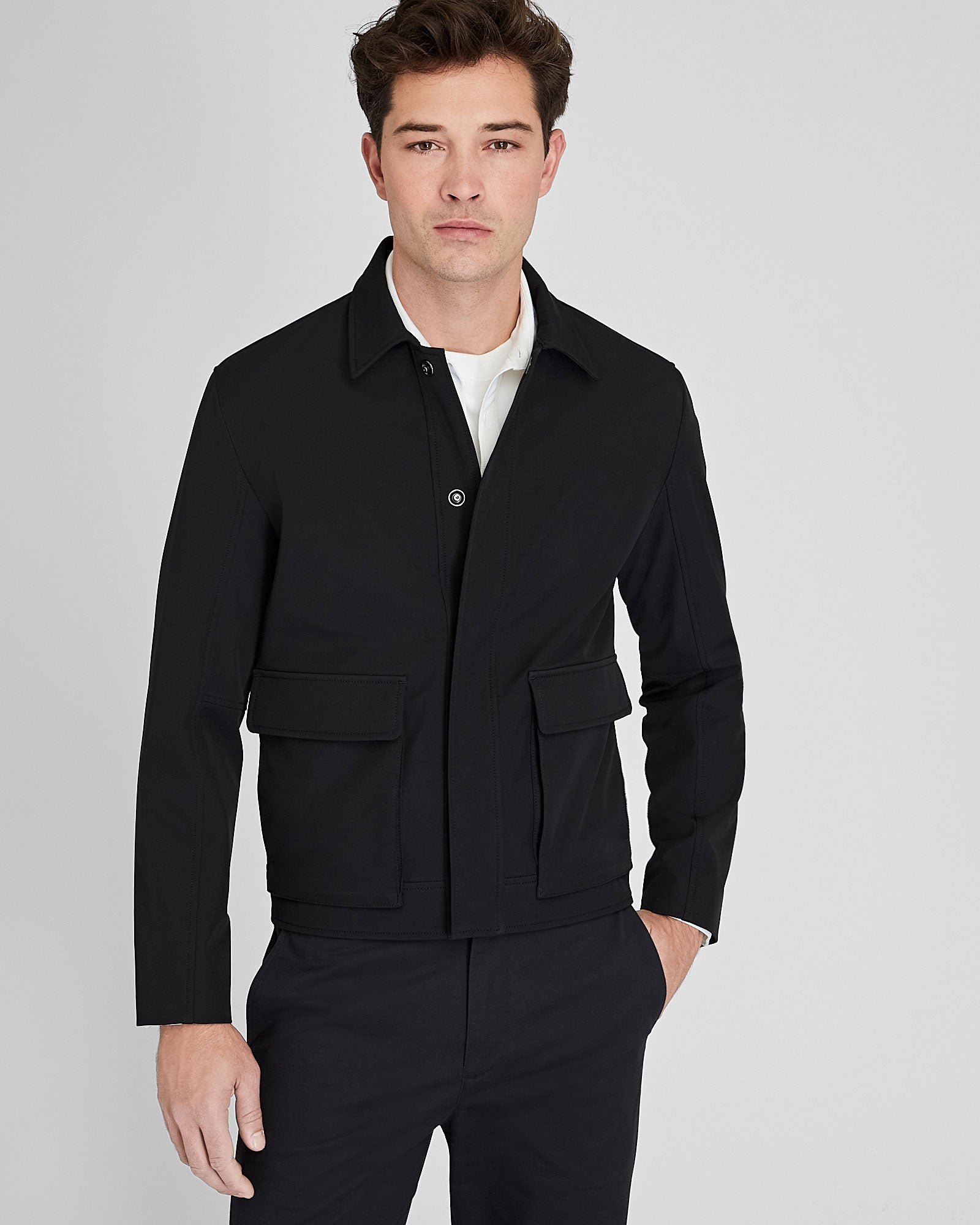 CLUB MONACO - Bonded Cargo Pocket Bomber Jacket - Black