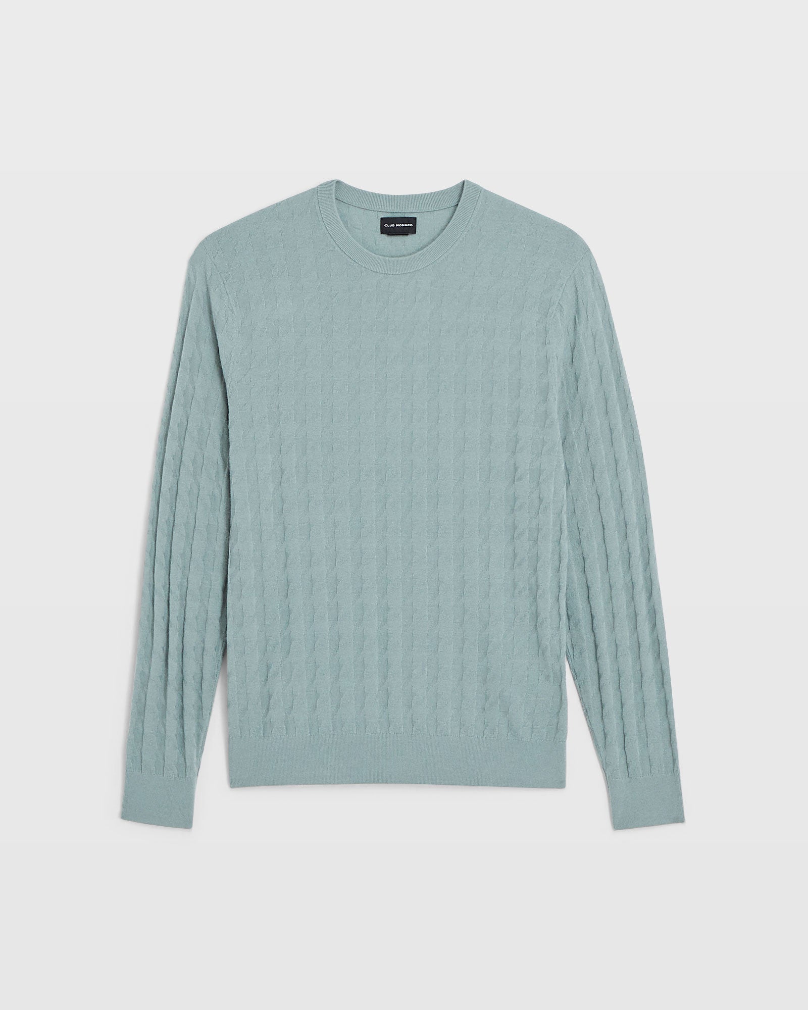CLUB MONACO - Wool Blend Houndstooth Crewneck - Slate Grey