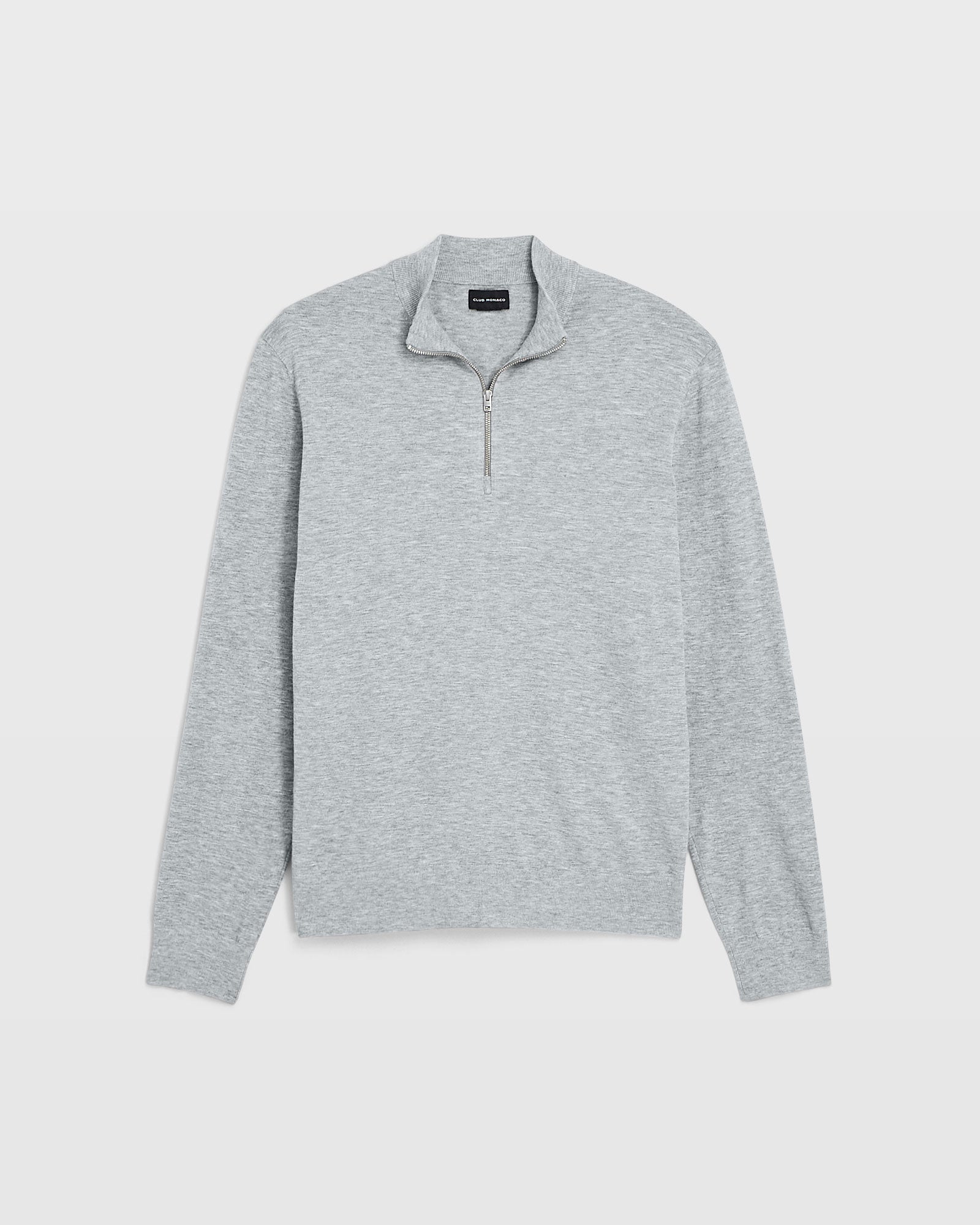 CLUB MONACO - Long Sleeve Tech Quarter Zip Sweater - Medium Heather Grey