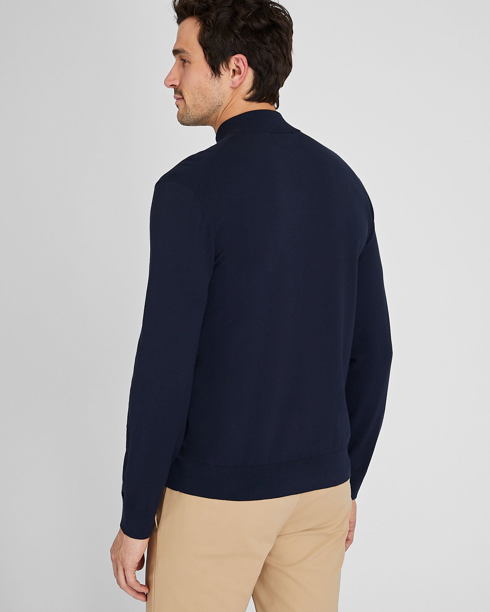 CLUB MONACO - Long Sleeve Tech Quarter Zip Sweater - Navy