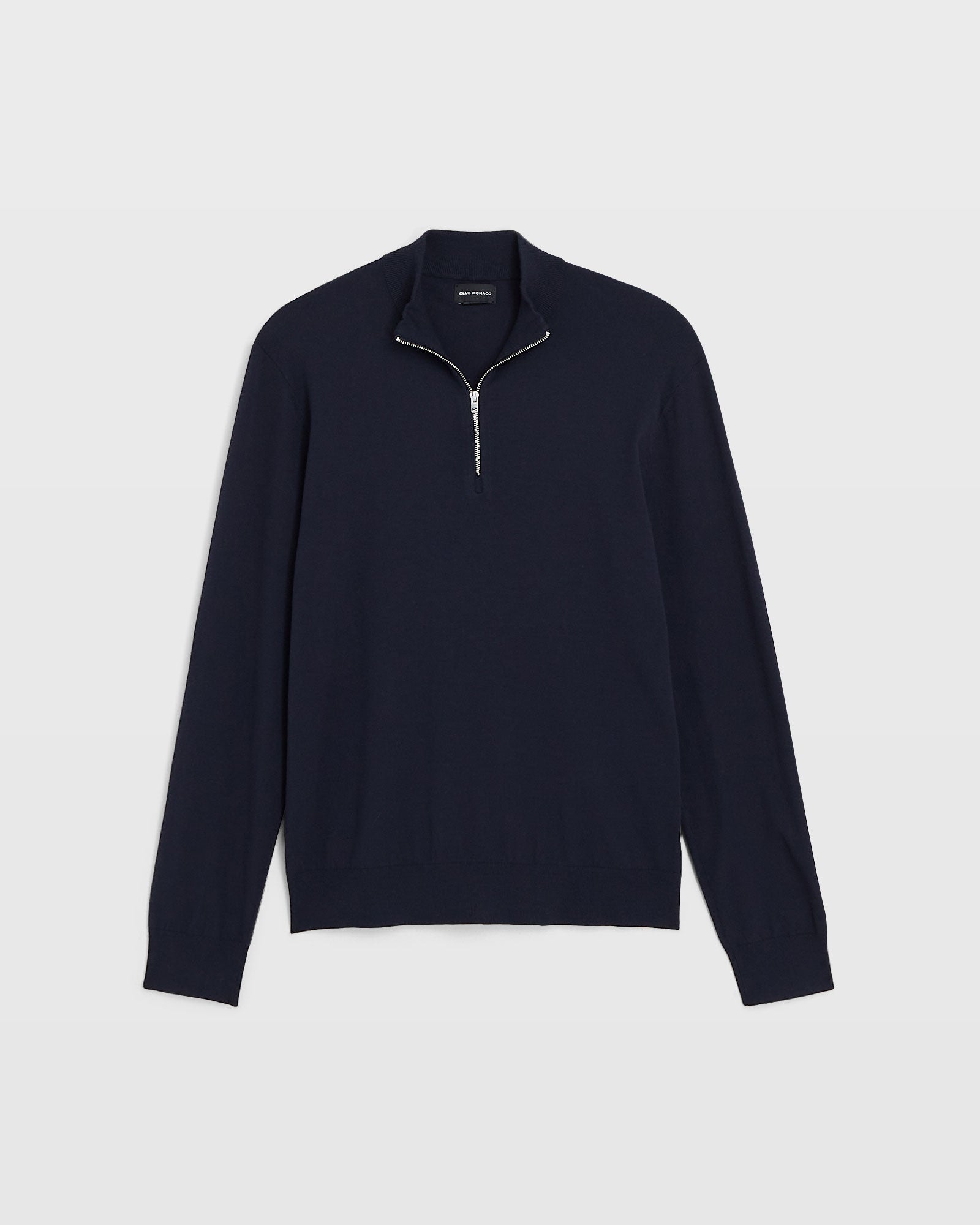 CLUB MONACO - Long Sleeve Tech Quarter Zip Sweater - Navy