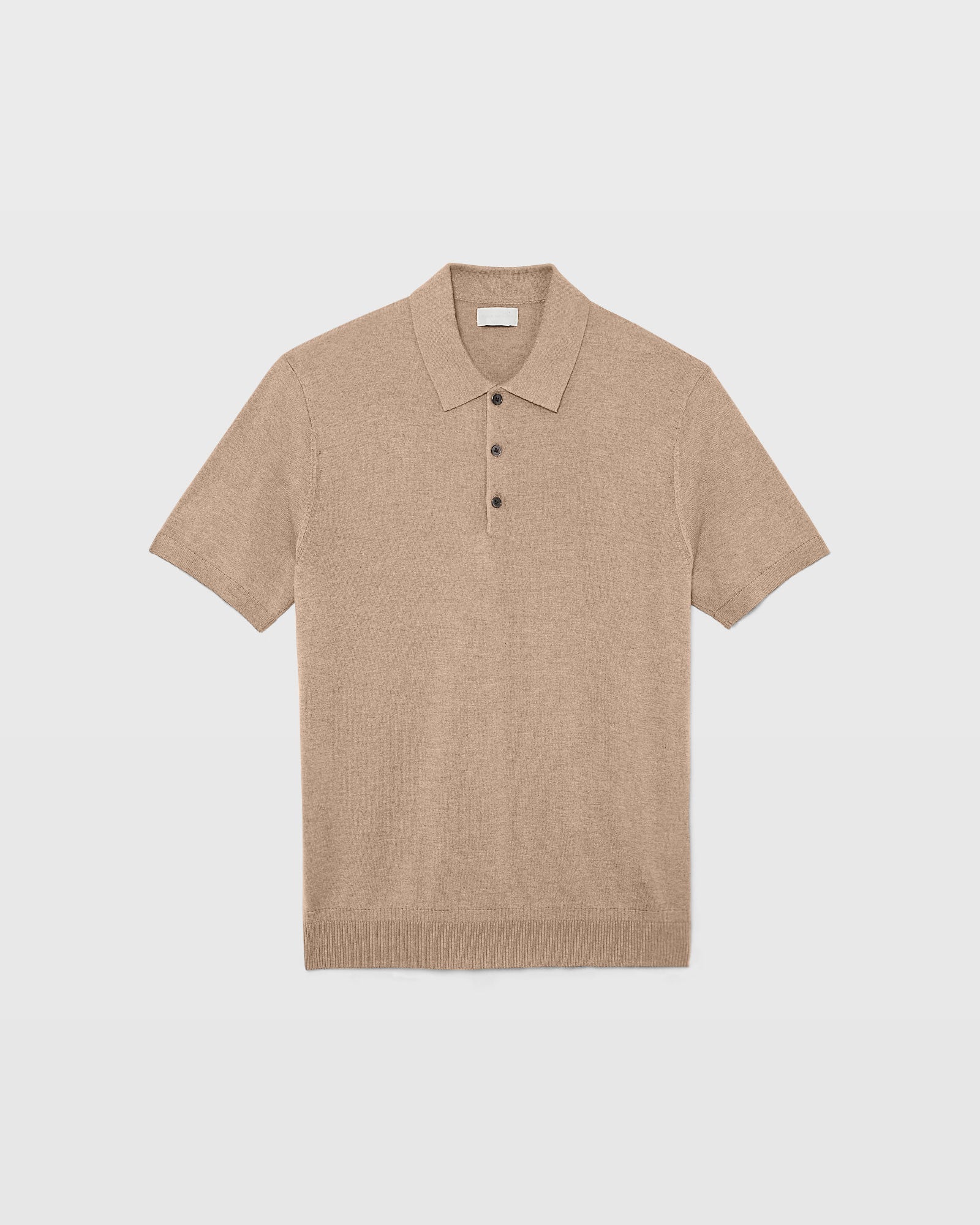 CLUB MONACO - Short Sleeve Silk Cashmere Polo - Brown