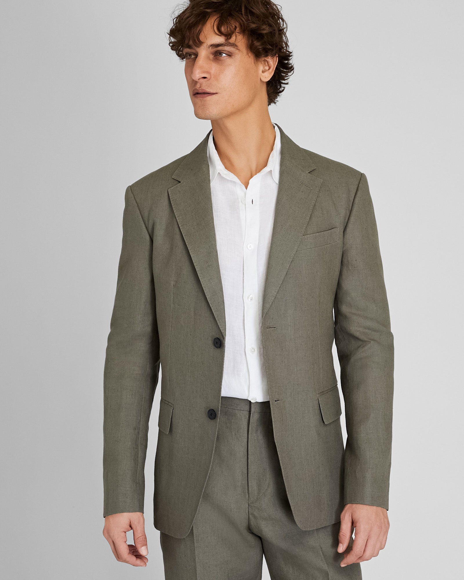 Men's Olive Linen Suit Blazer | Club Monaco US