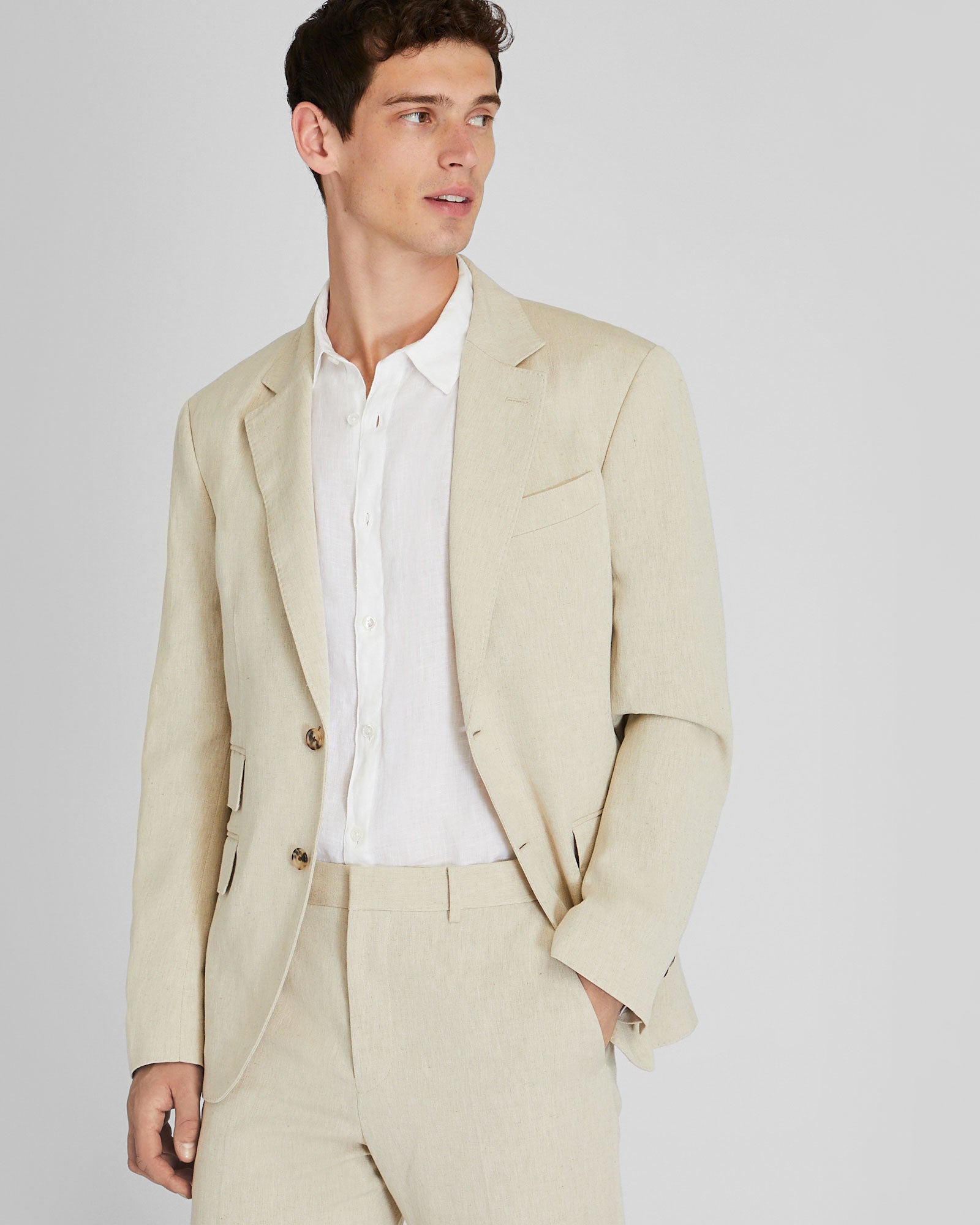 CLUB MONACO - Italian Silk Linen Suit Blazer - Khaki
