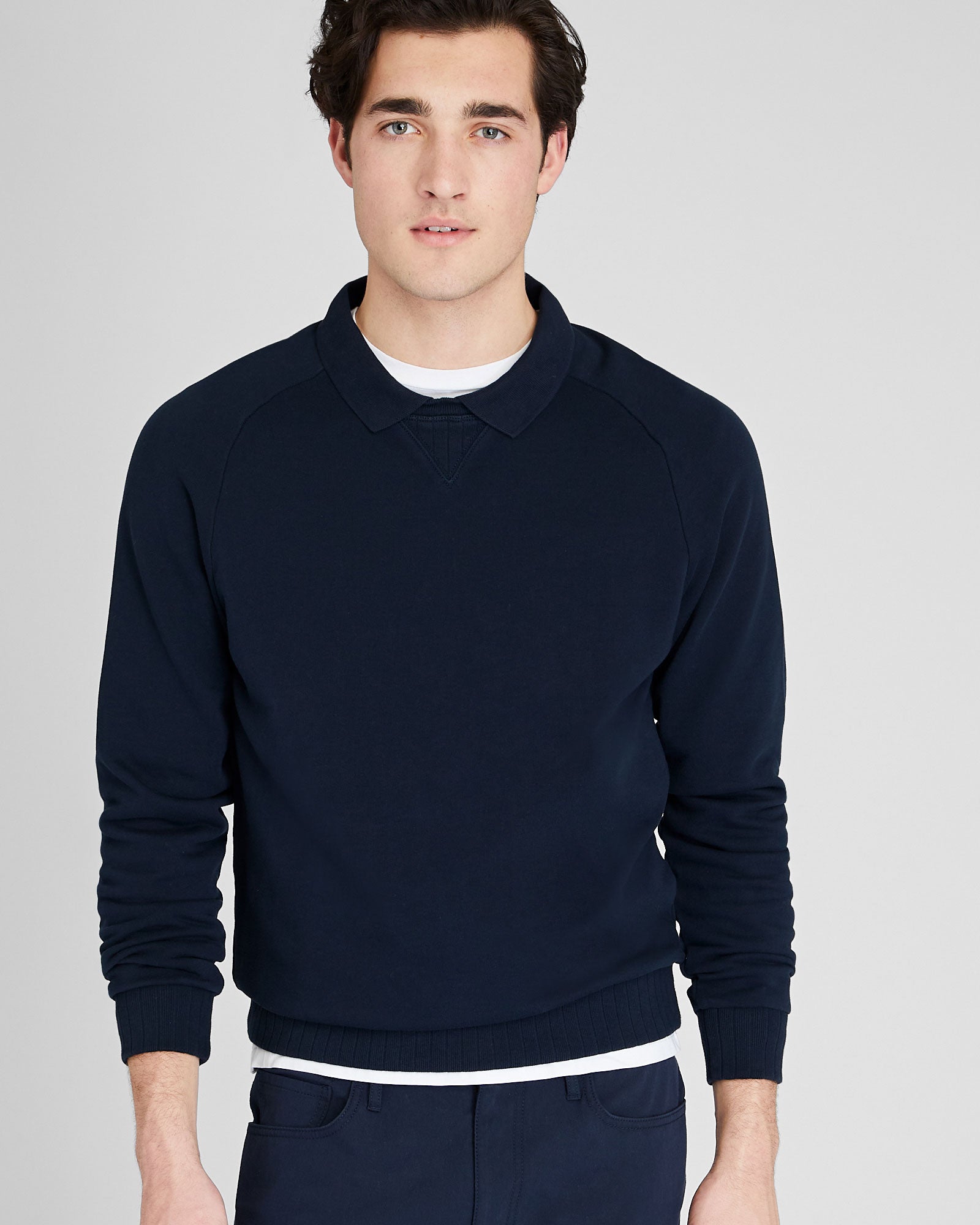 CLUB MONACO - Sweat à double col - Marine