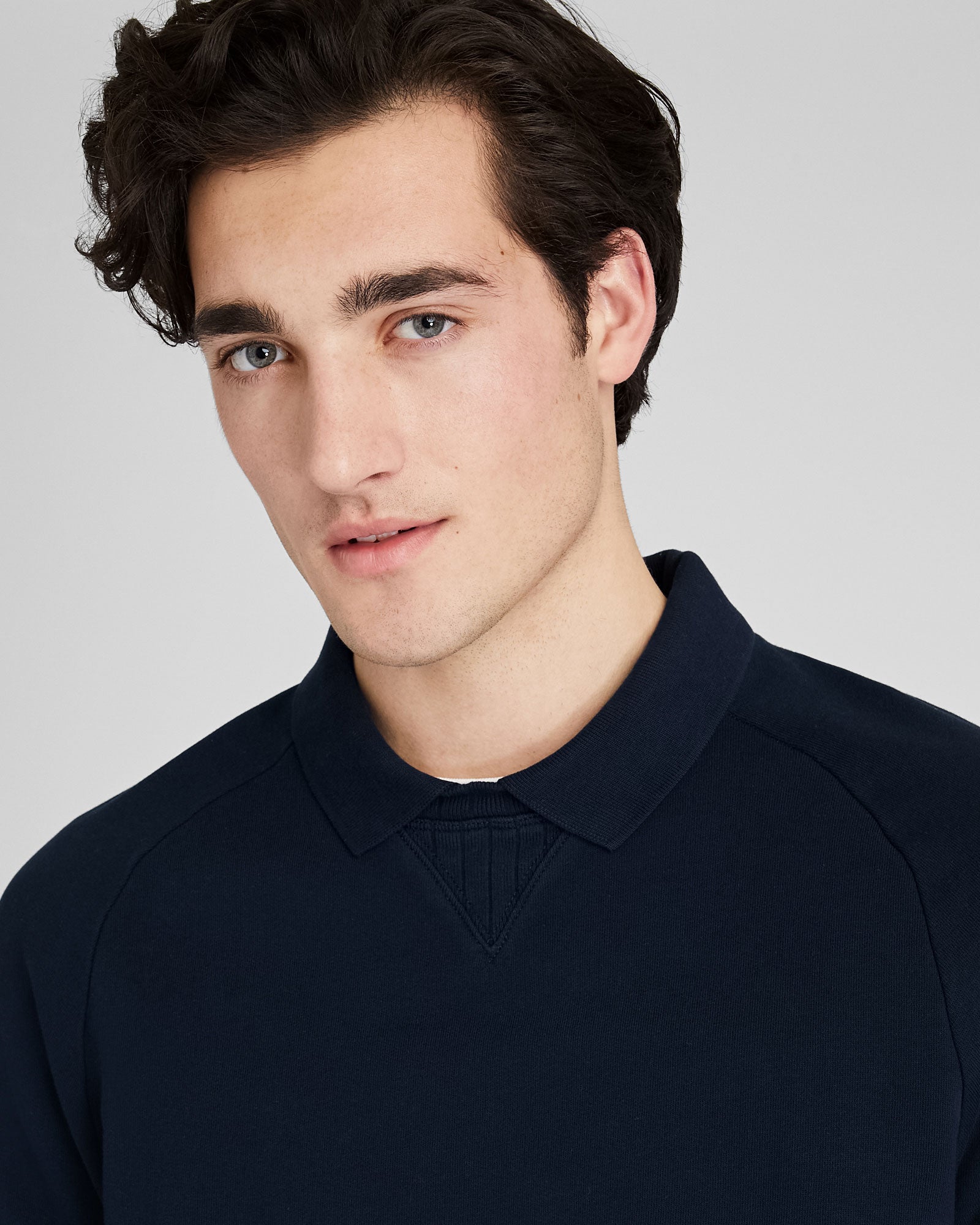 CLUB MONACO - Sweat à double col - Marine