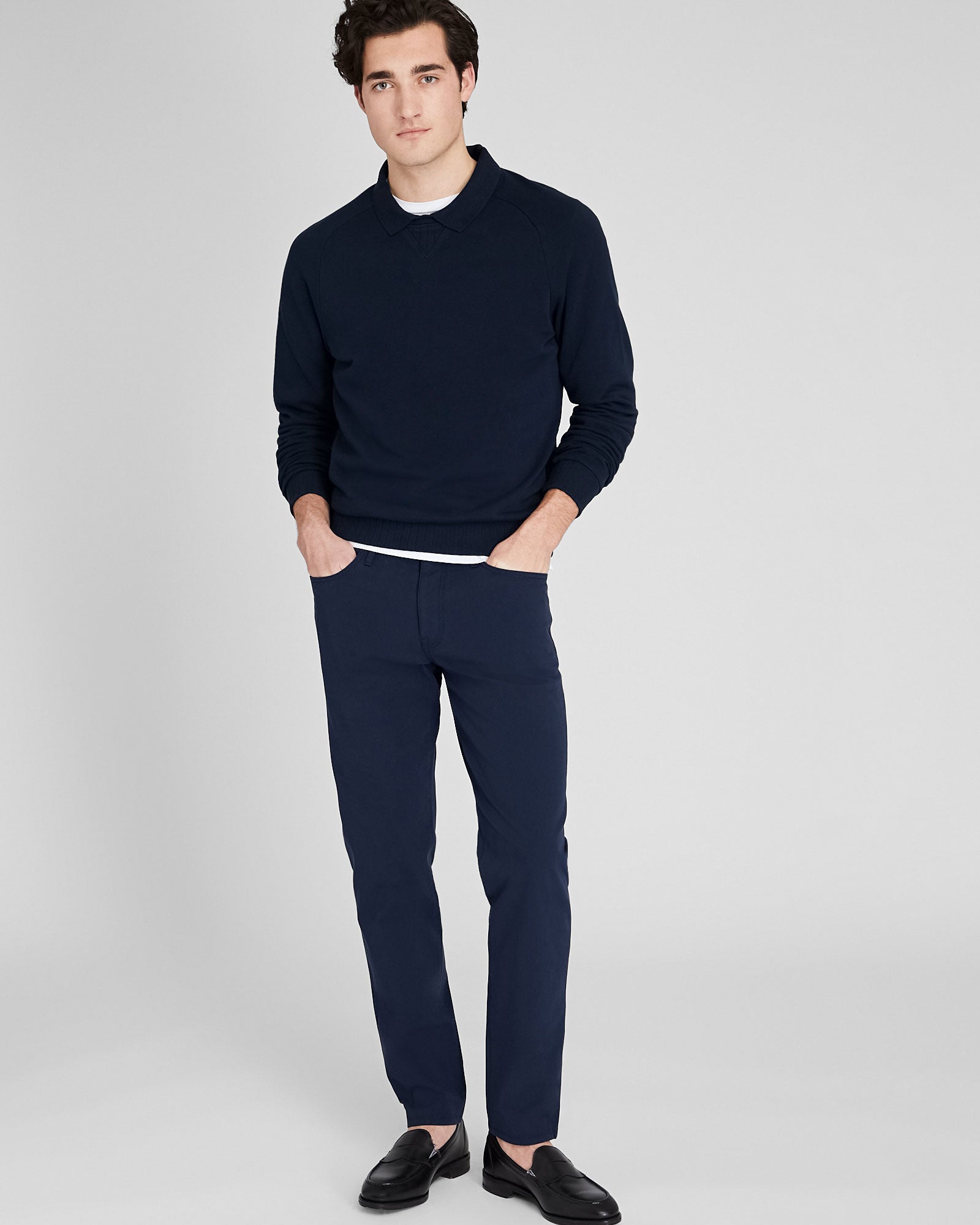 CLUB MONACO - Sweat à double col - Marine
