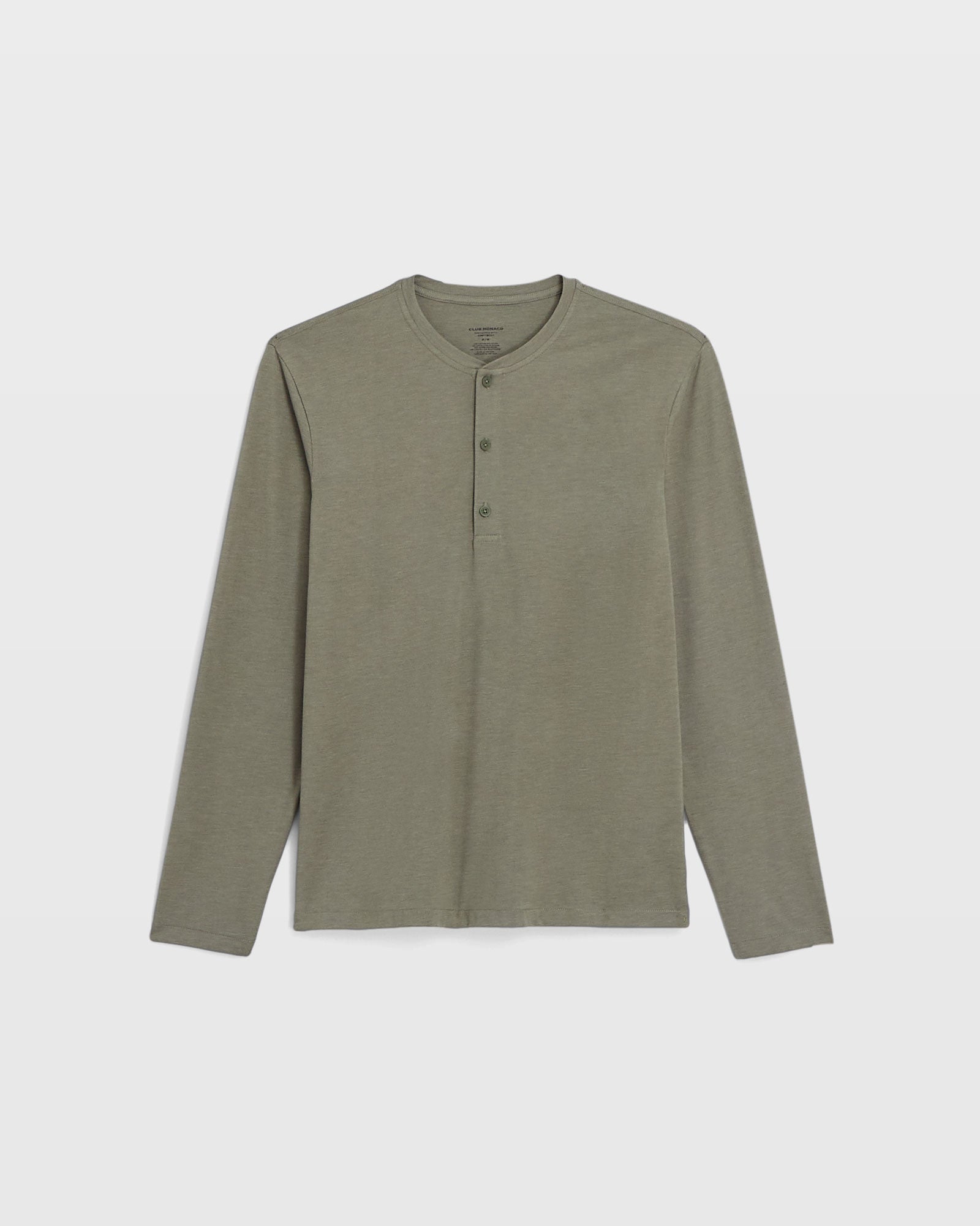 CLUB MONACO - Henley technique à manche longue - Olive poussiéreuse