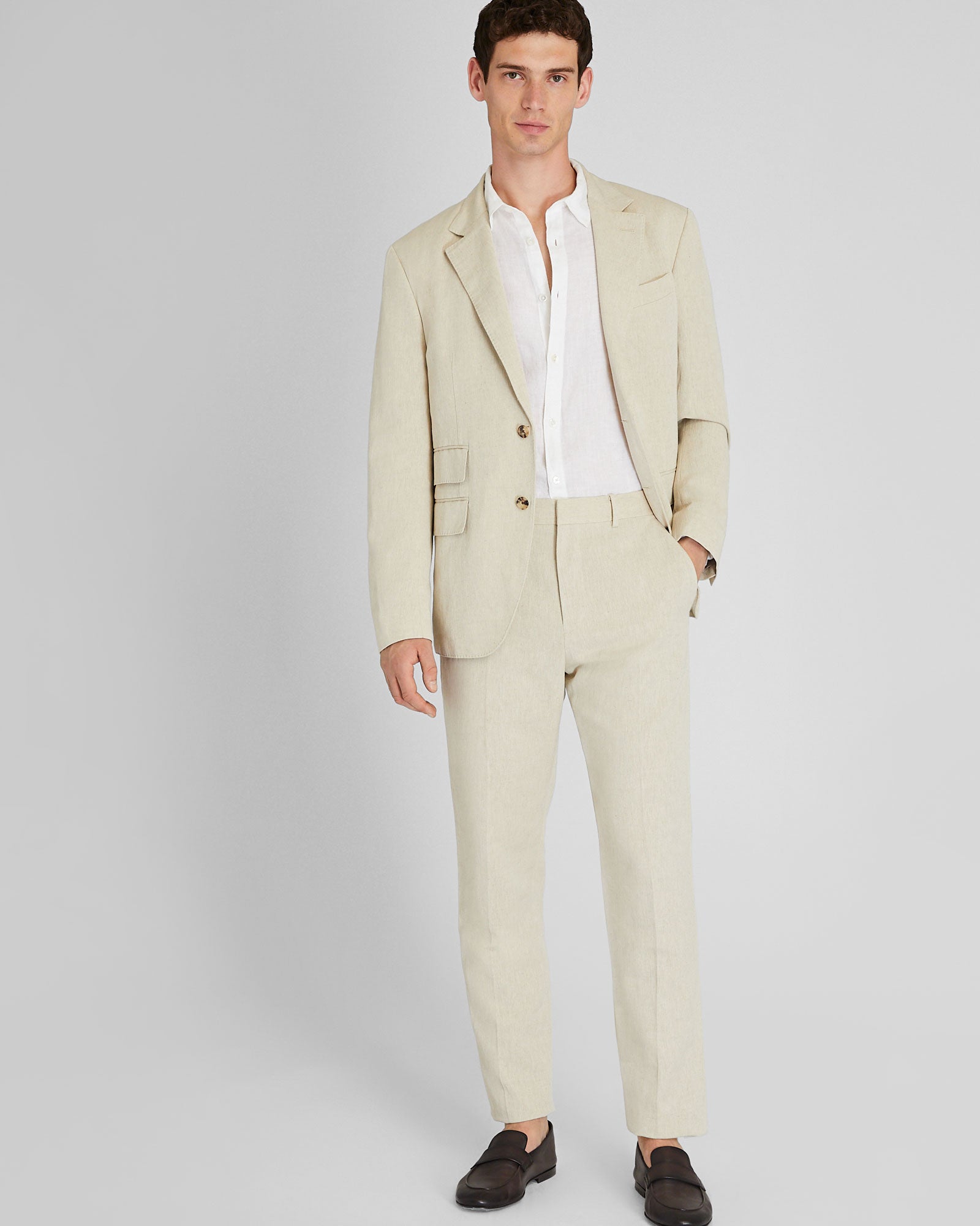 CLUB MONACO - Italian Silk Linen Suit Trouser - Taupe