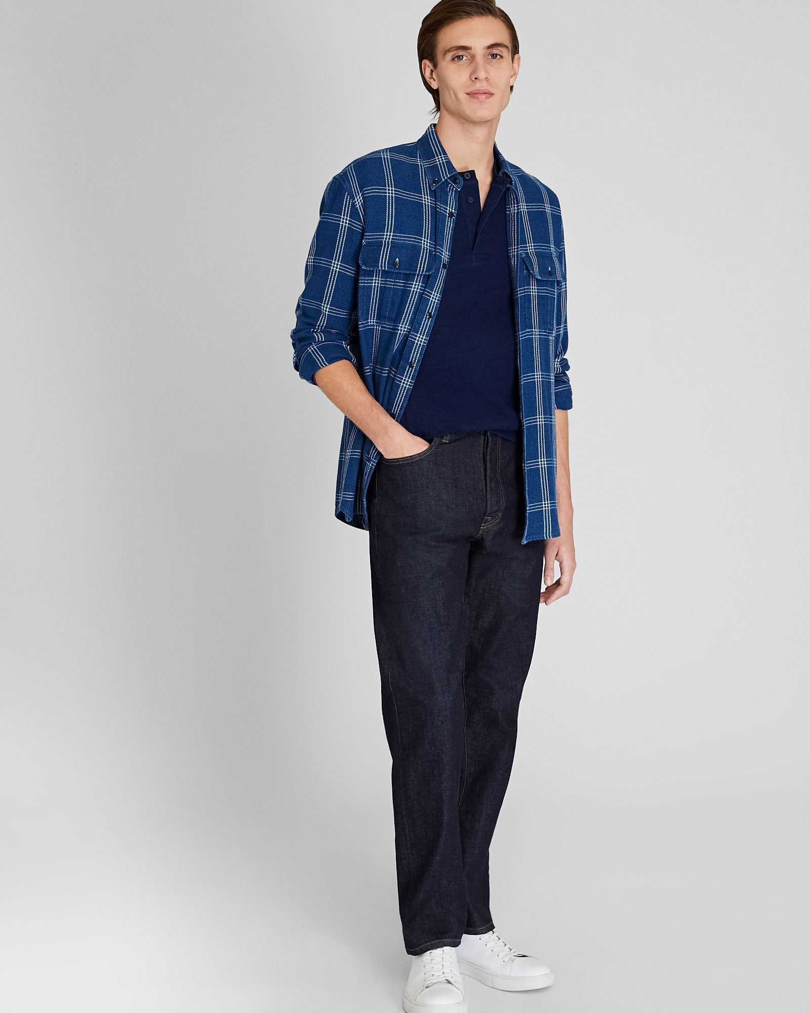 CLUB MONACO - Long-Sleeve Indigo Henley - Denim
