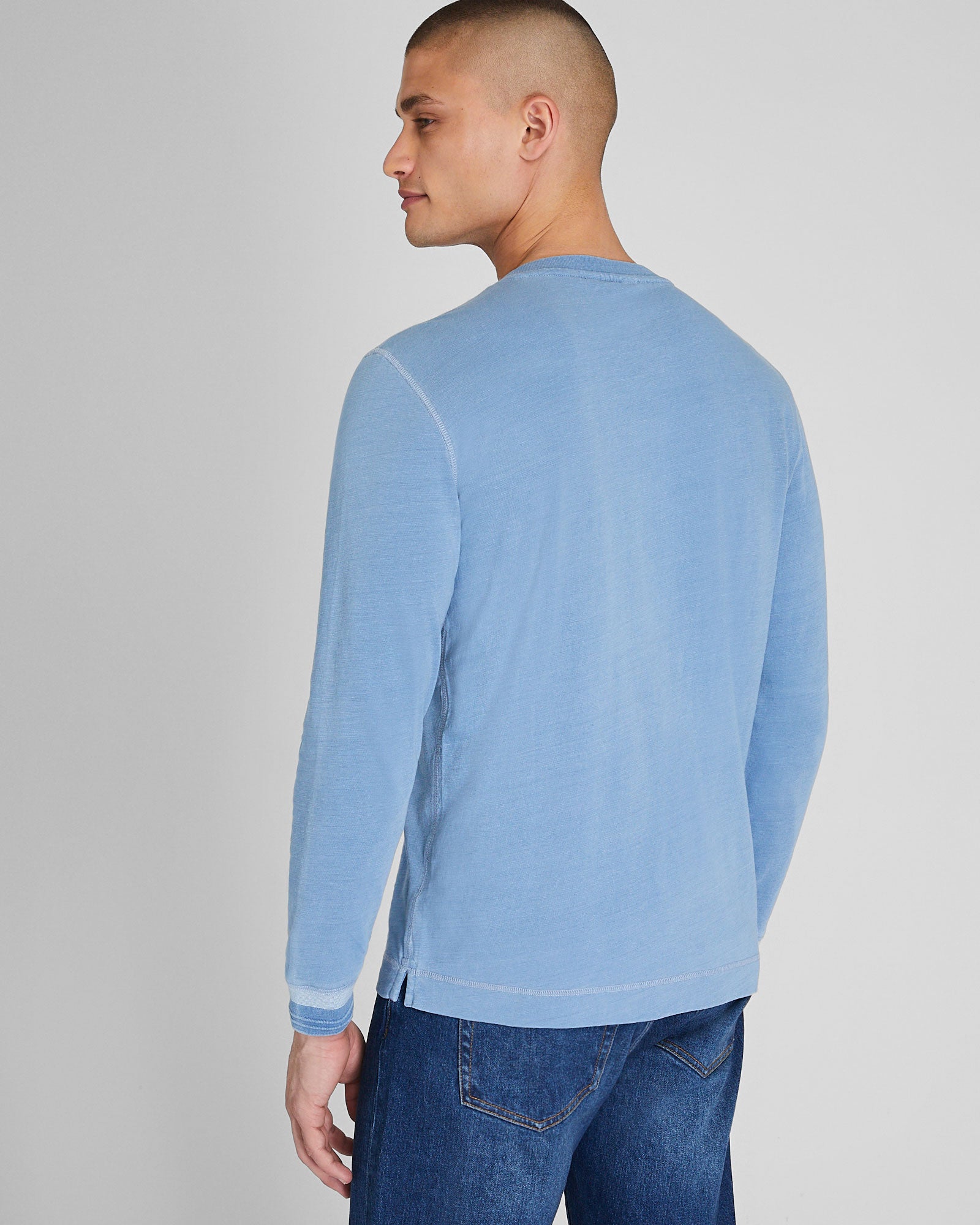 CLUB MONACO - Henley indigo à manches longues - Jean clair
