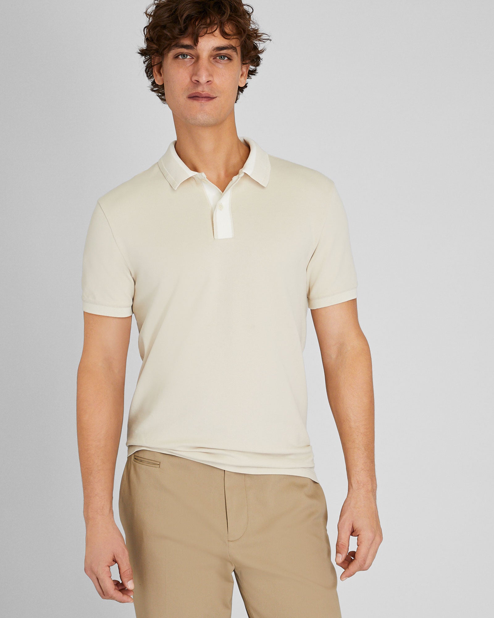 CLUB MONACO - Blocked Collar Polo - Almond