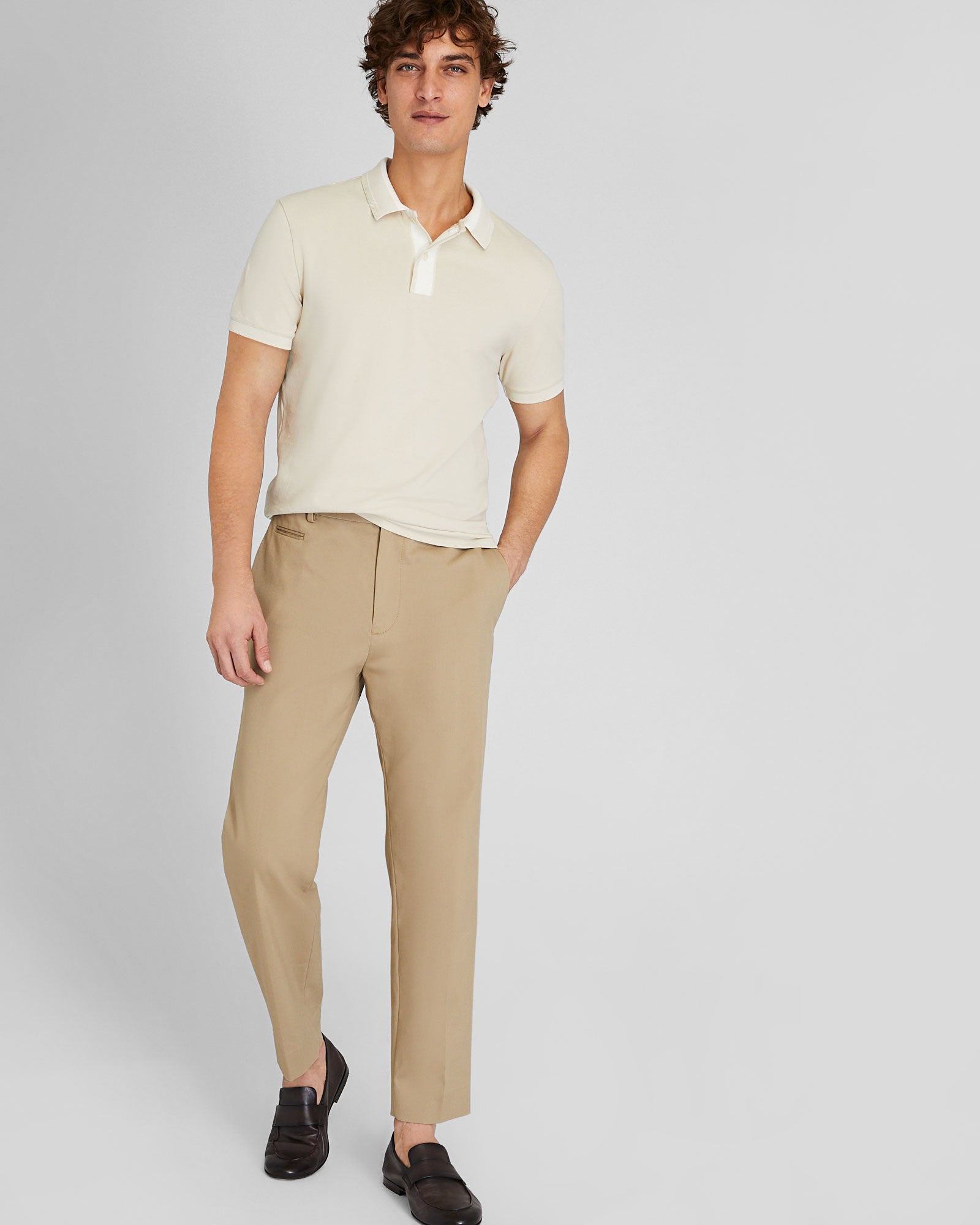 CLUB MONACO - Blocked Collar Polo - Almond