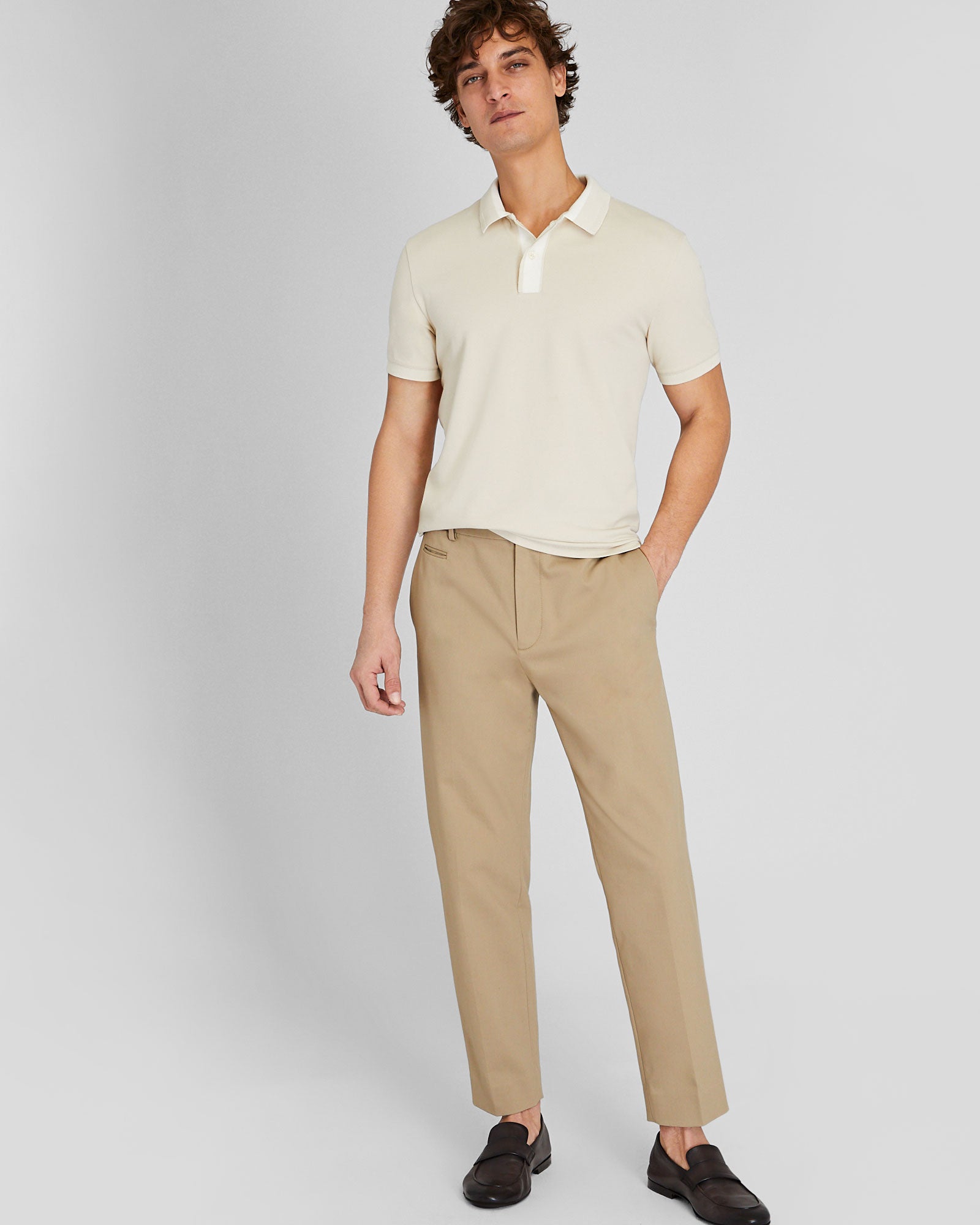 CLUB MONACO - Blocked Collar Polo - Almond