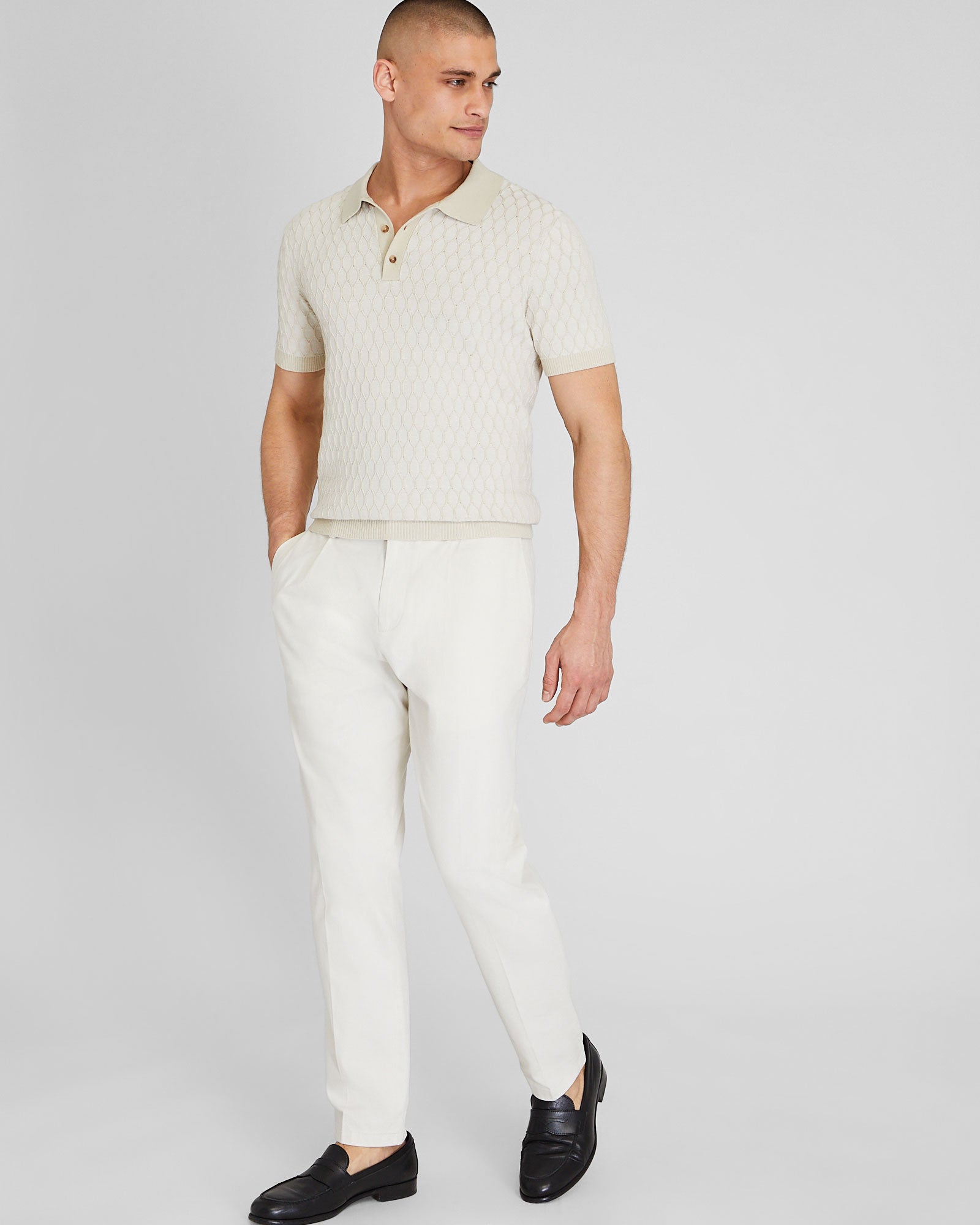 CLUB MONACO - Pantalon plissé - Blanc Cassé
