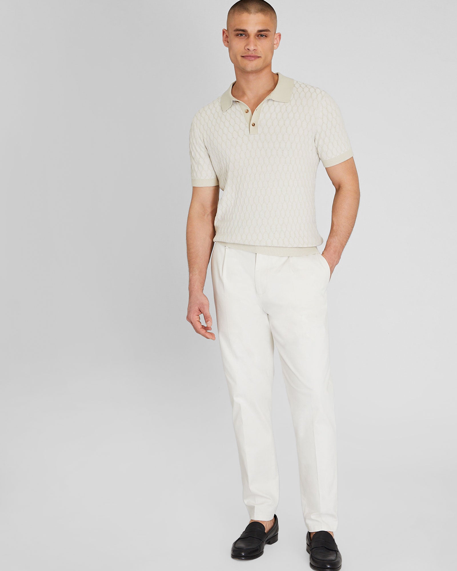 CLUB MONACO - Pantalon plissé - Blanc Cassé