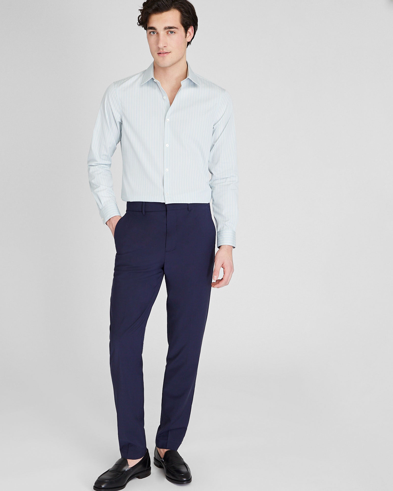 CLUB MONACO - Fine Cotton Dress Shirt - Light Blue Base