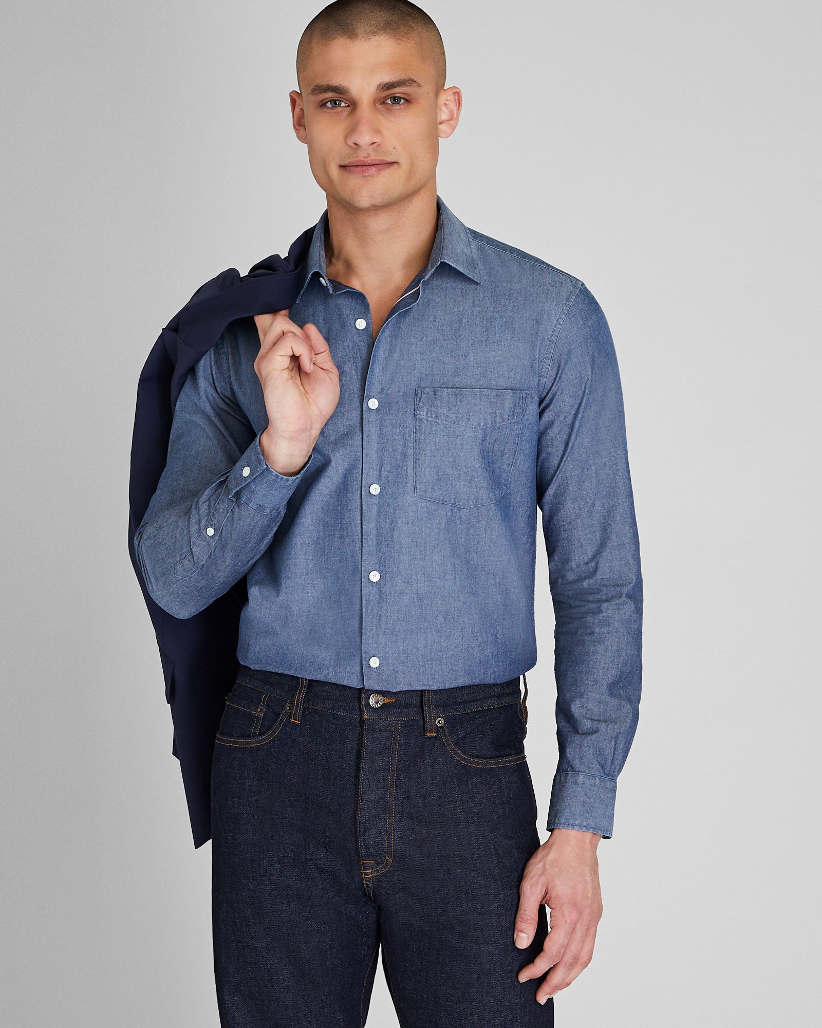 CLUB MONACO - Japanese Selvedge Chambray Shirt - Medium Denim