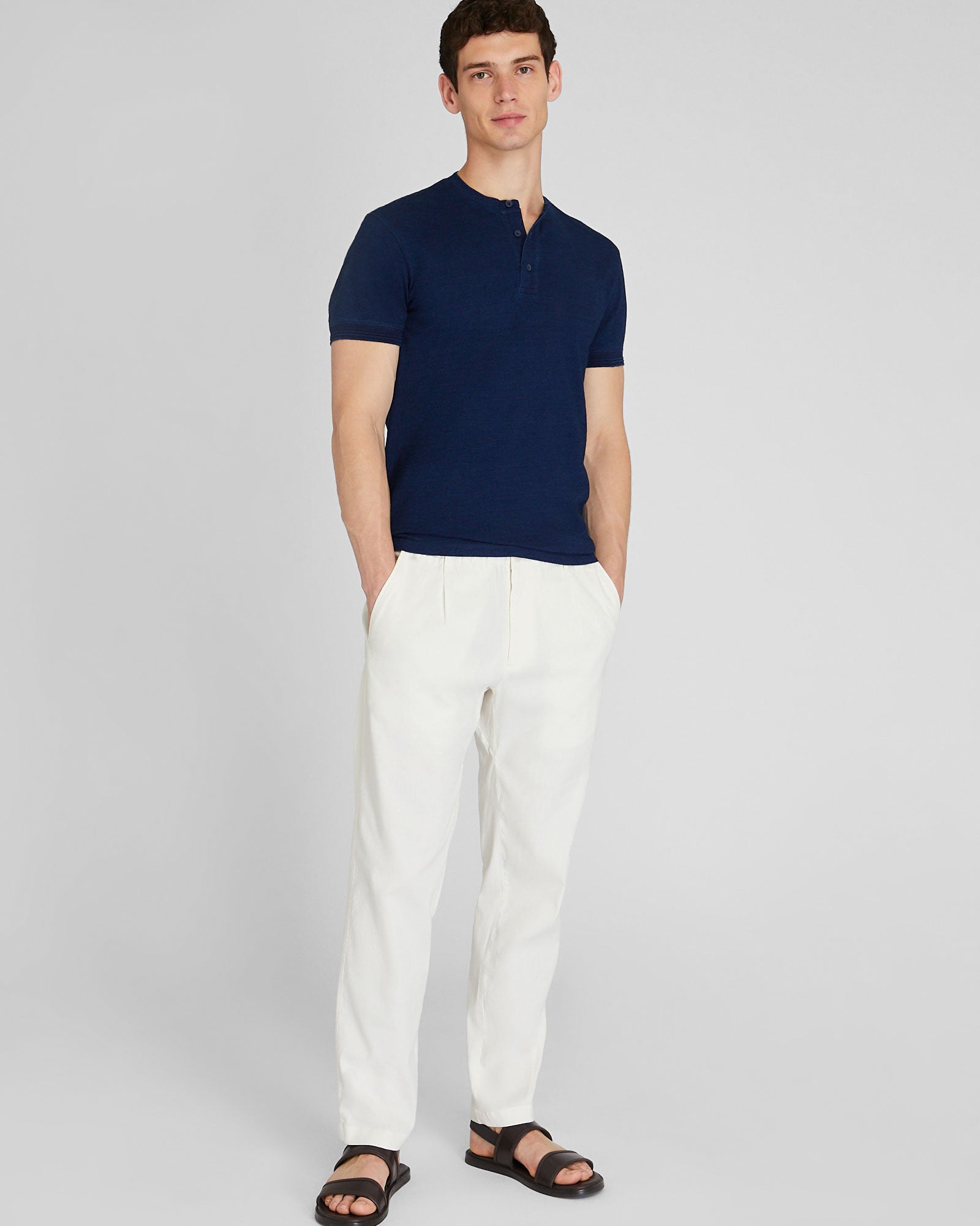 CLUB MONACO - Henley indigo à manches courtes - Indigo