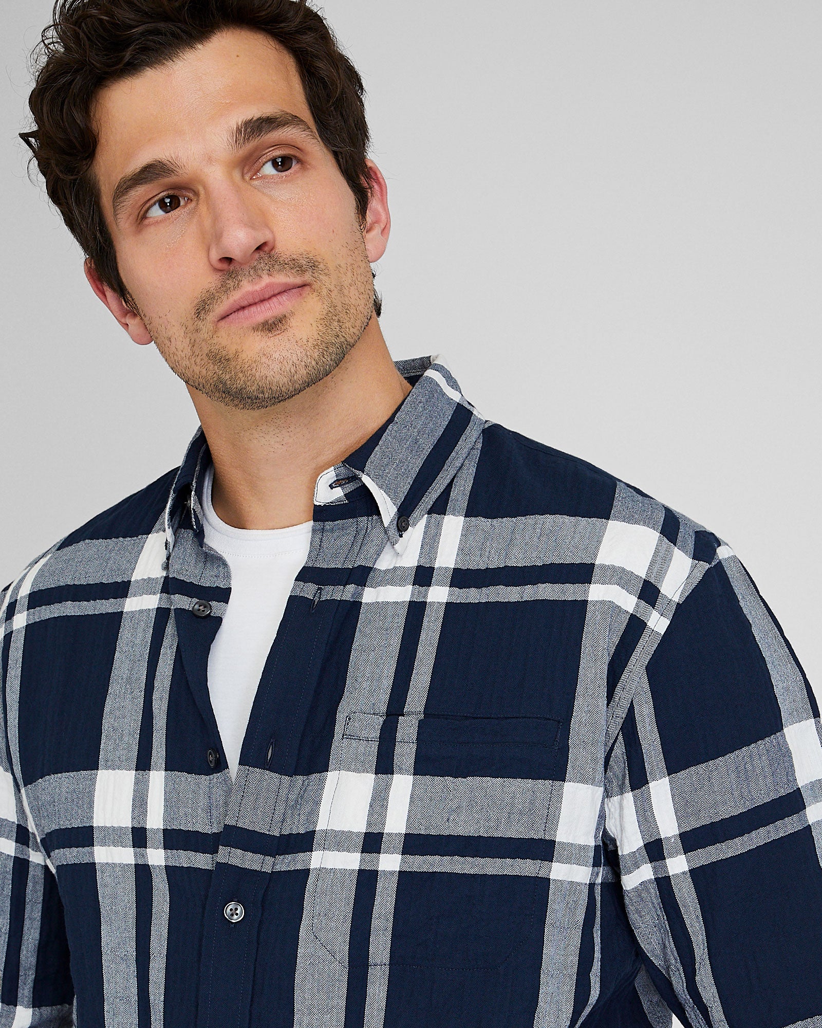CLUB MONACO - Chemise à carreaux standard - Marine
