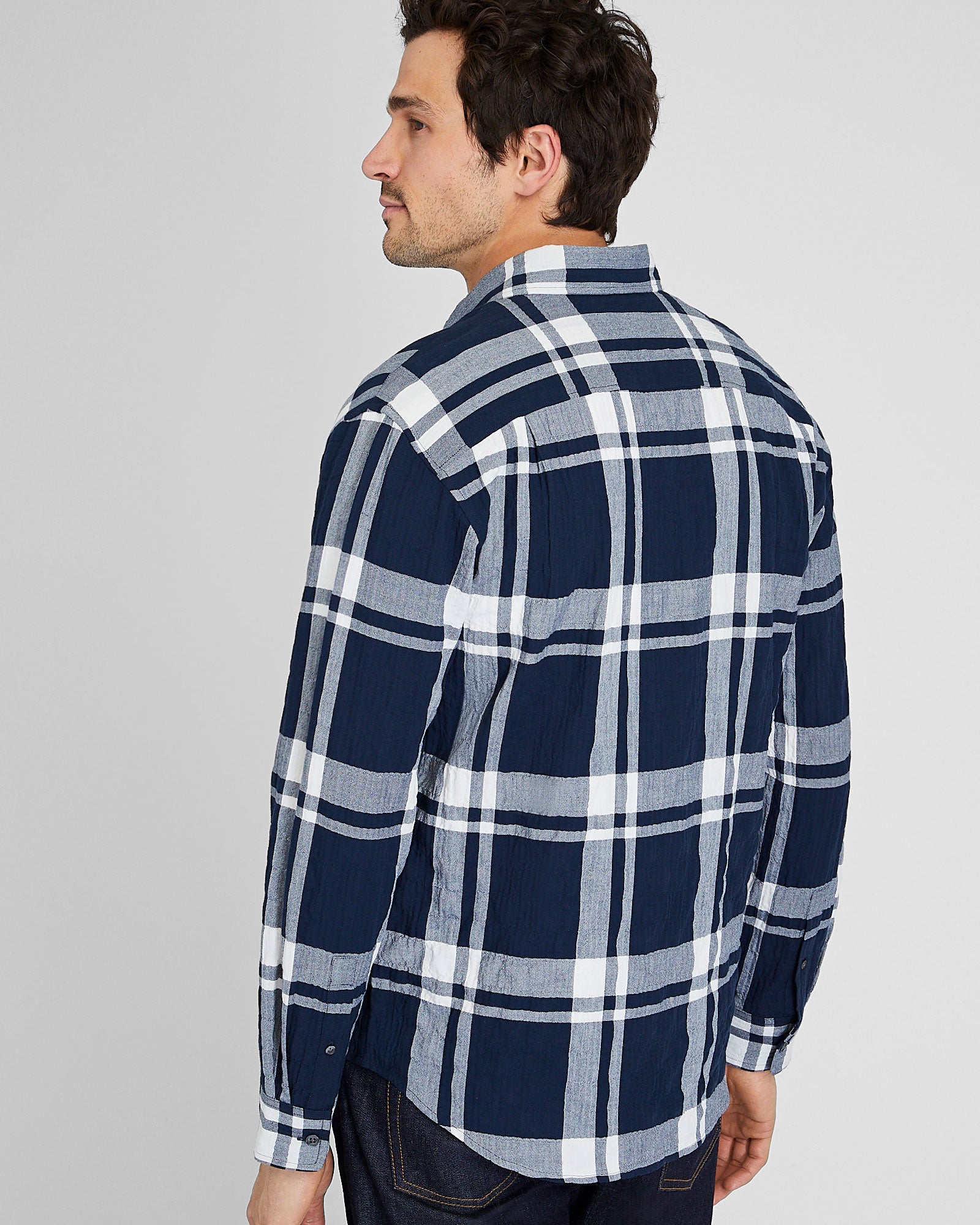 CLUB MONACO - Chemise à carreaux standard - Marine