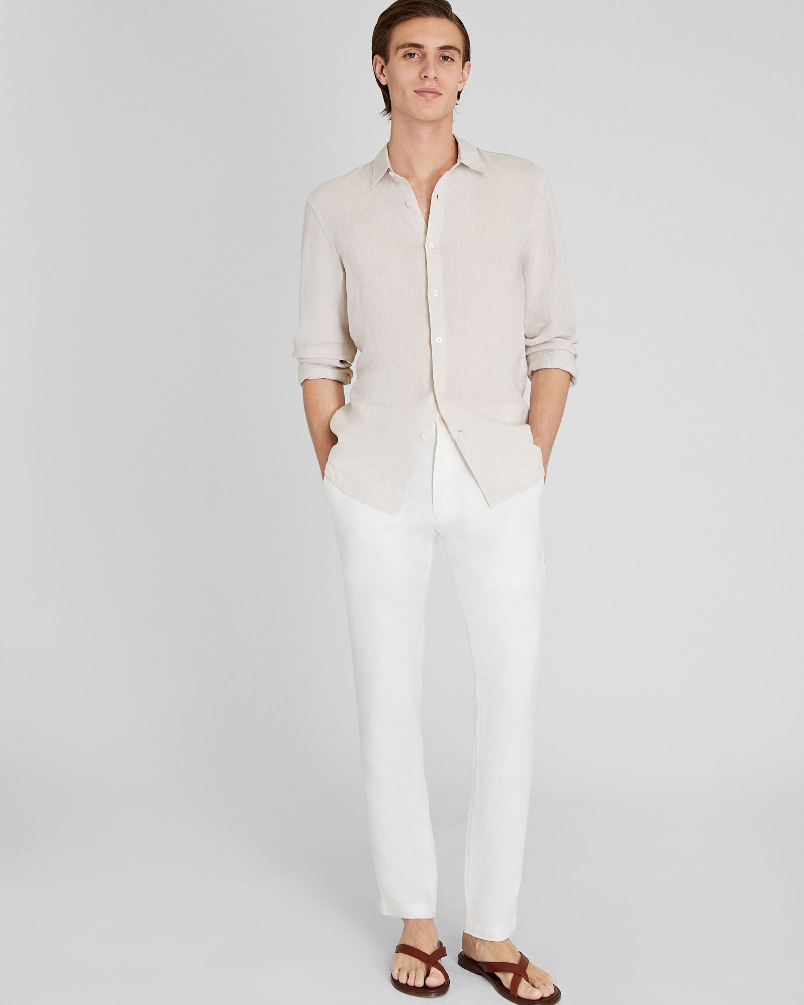Men's Cream Connor Linen Pant