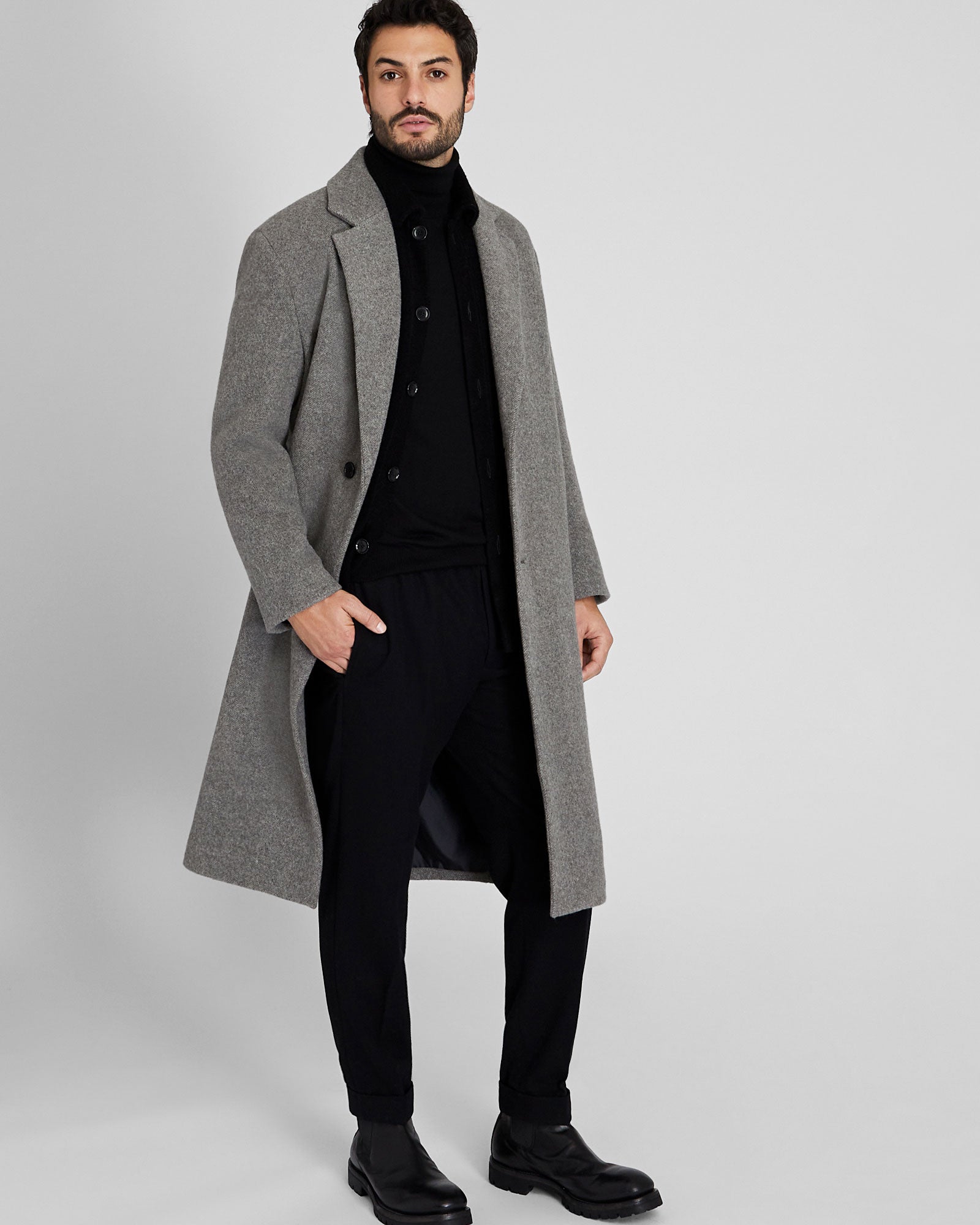 CLUB MONACO - Oversized Twill Single Coat - Light Grey