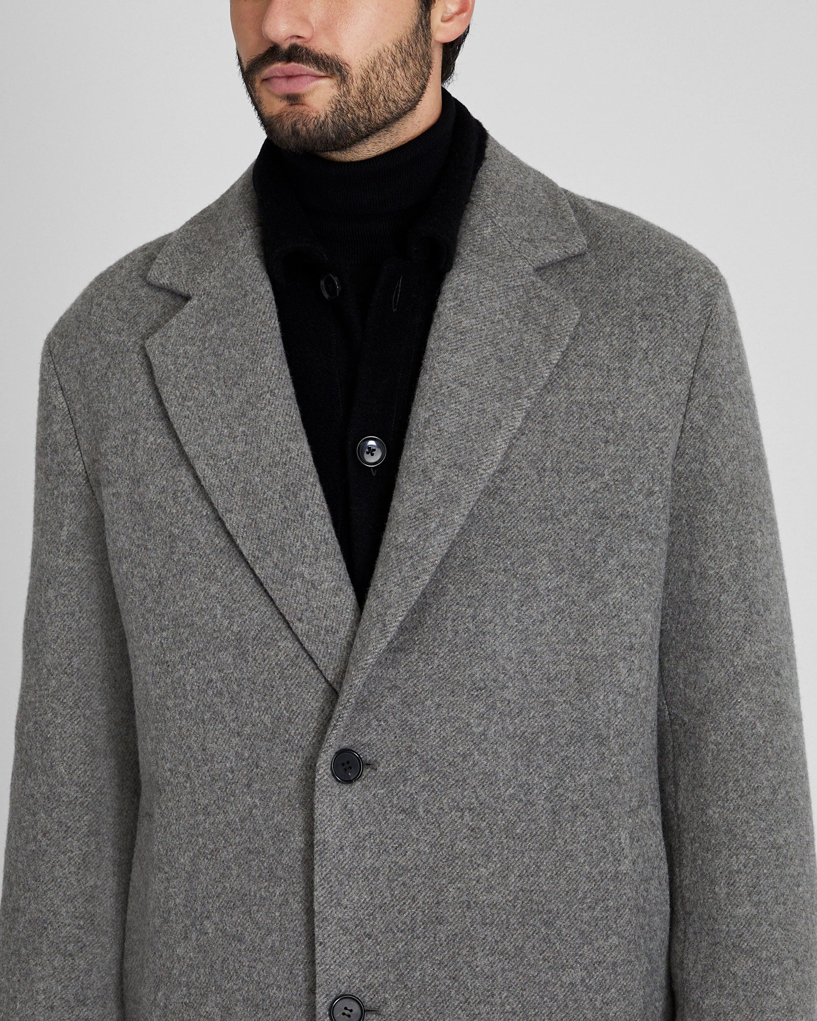 CLUB MONACO - Oversized Twill Single Coat - Light Grey