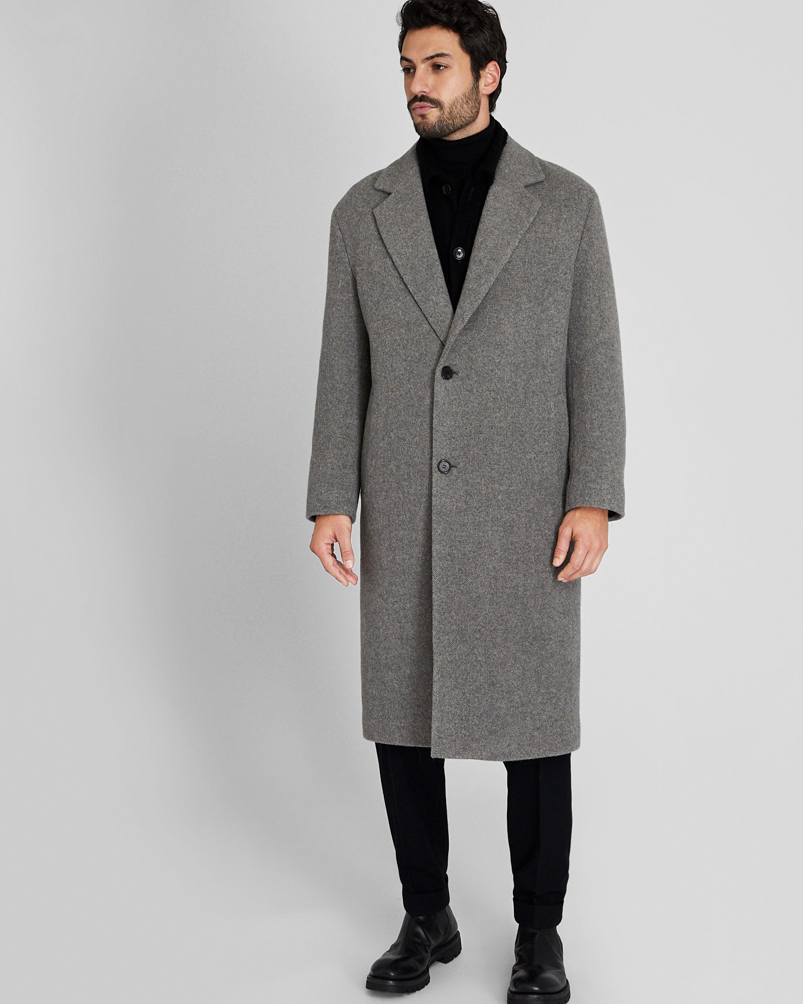 CLUB MONACO - Oversized Twill Single Coat - Light Grey