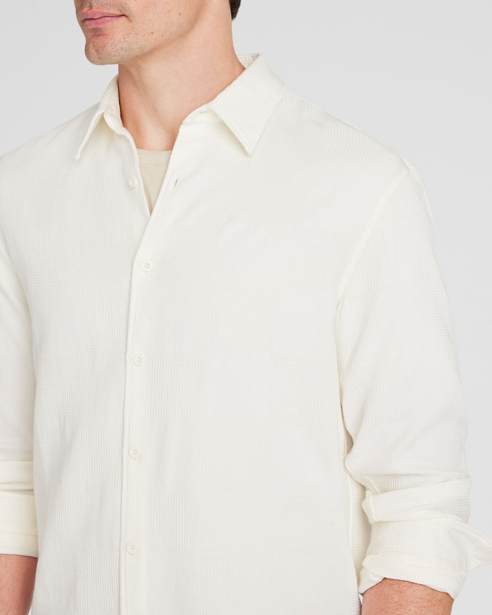 CLUB MONACO - Chemise à texture gaufrée - Crème