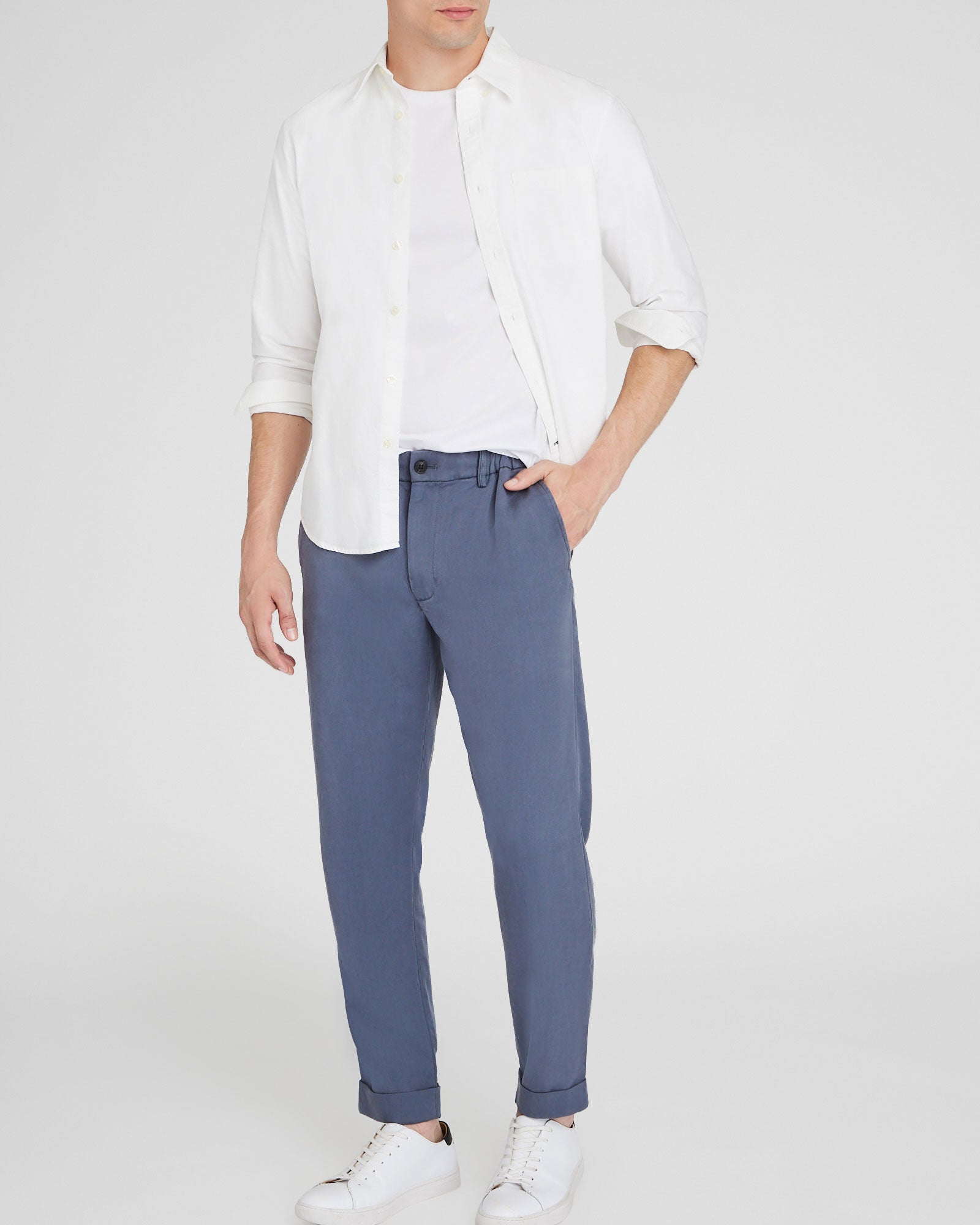 CLUB MONACO - Pantalon élastiqué en lyocell - Bleu Ardoise