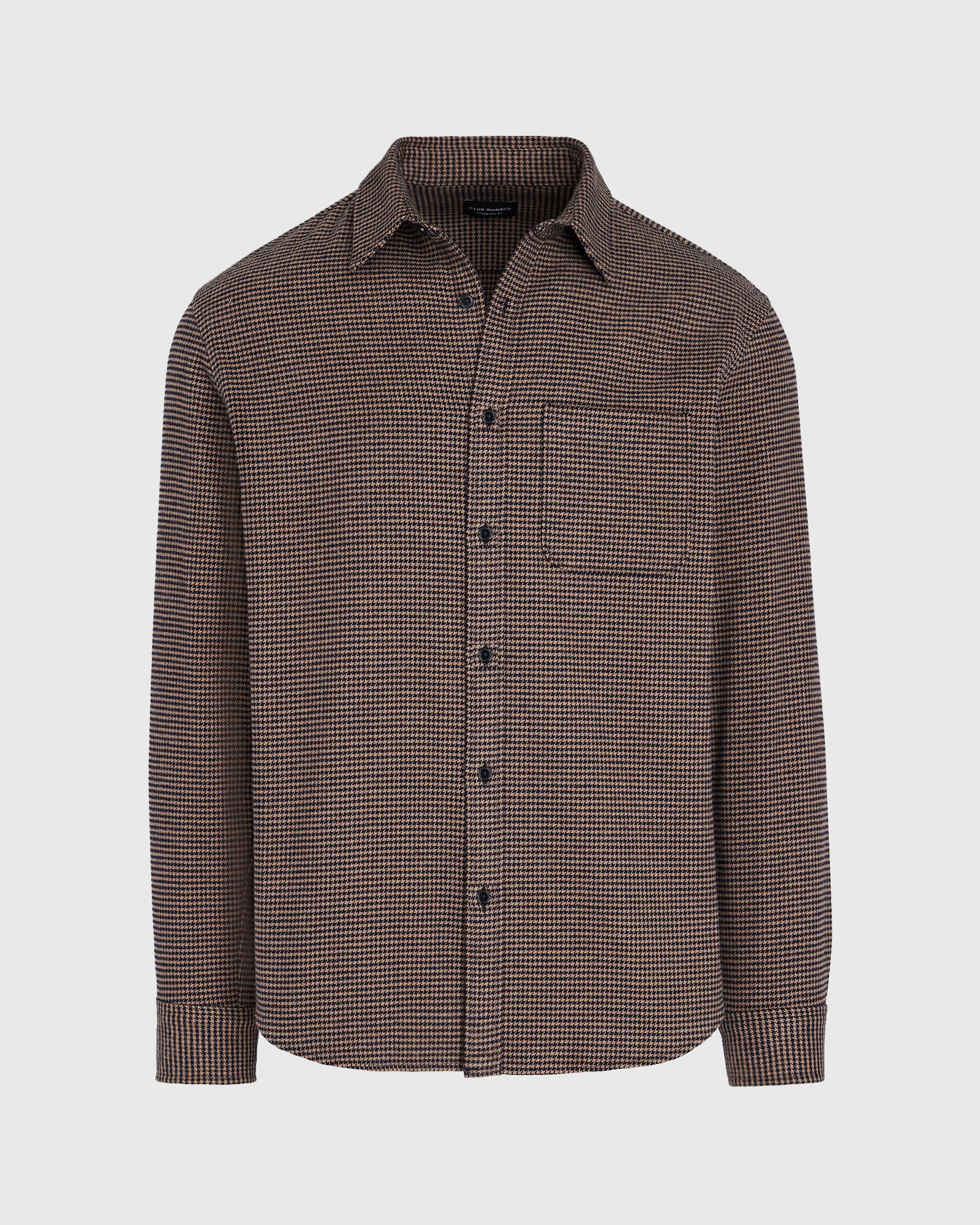 CLUB MONACO - Houndstooth Heavyweight Flannel Shirt - Brown Mix