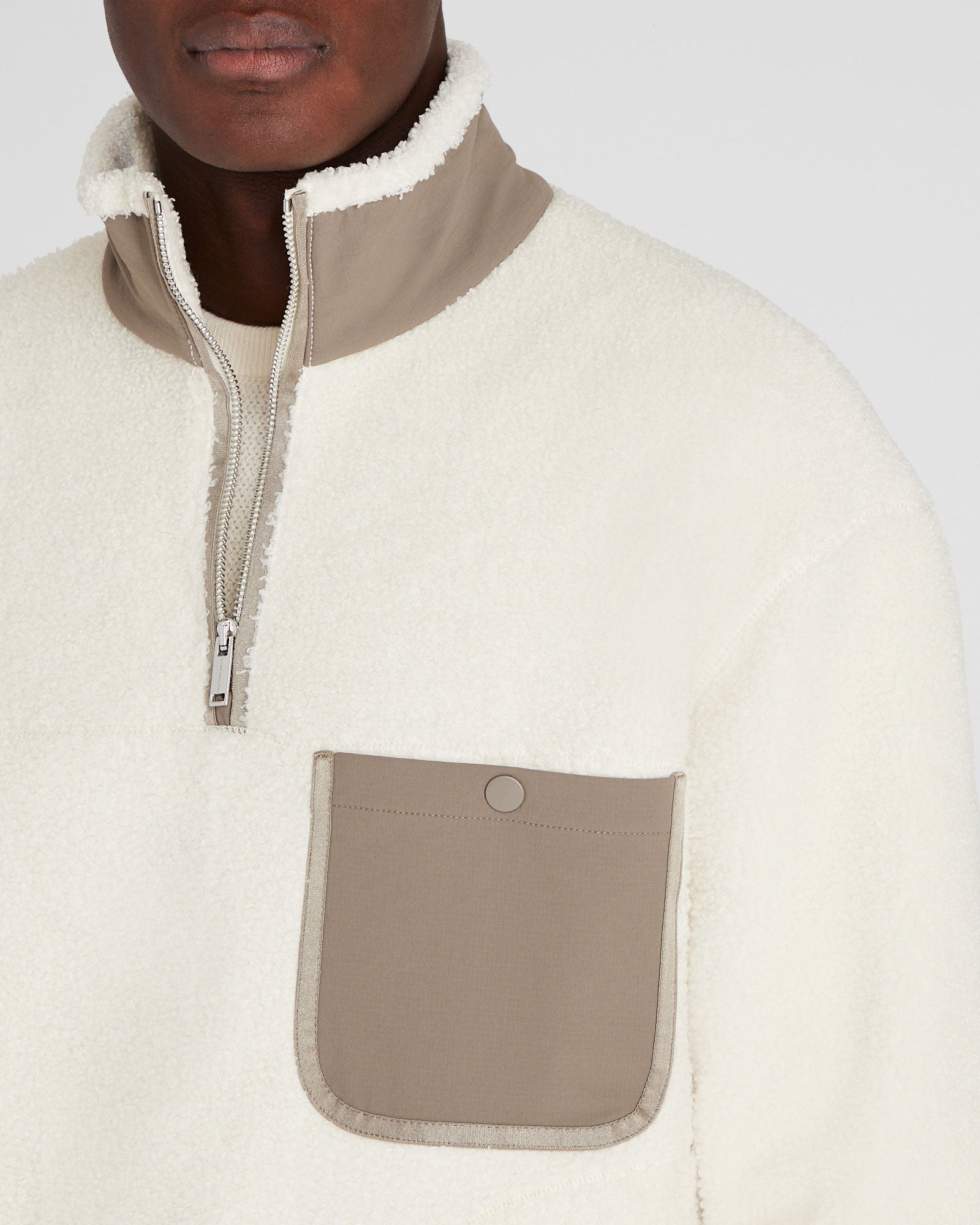 CLUB MONACO - Sherpa Half-Zip - Off White