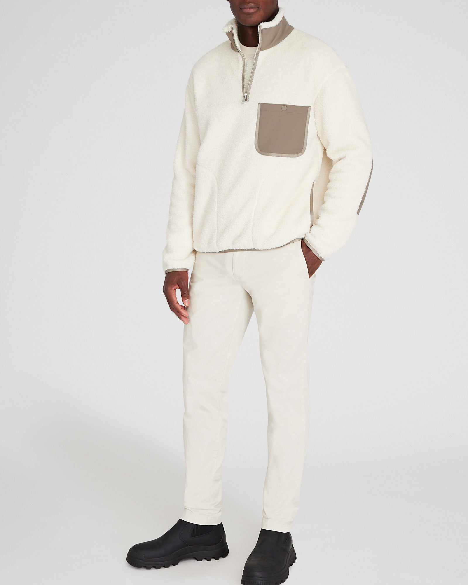 CLUB MONACO - Sherpa Half-Zip - Off White