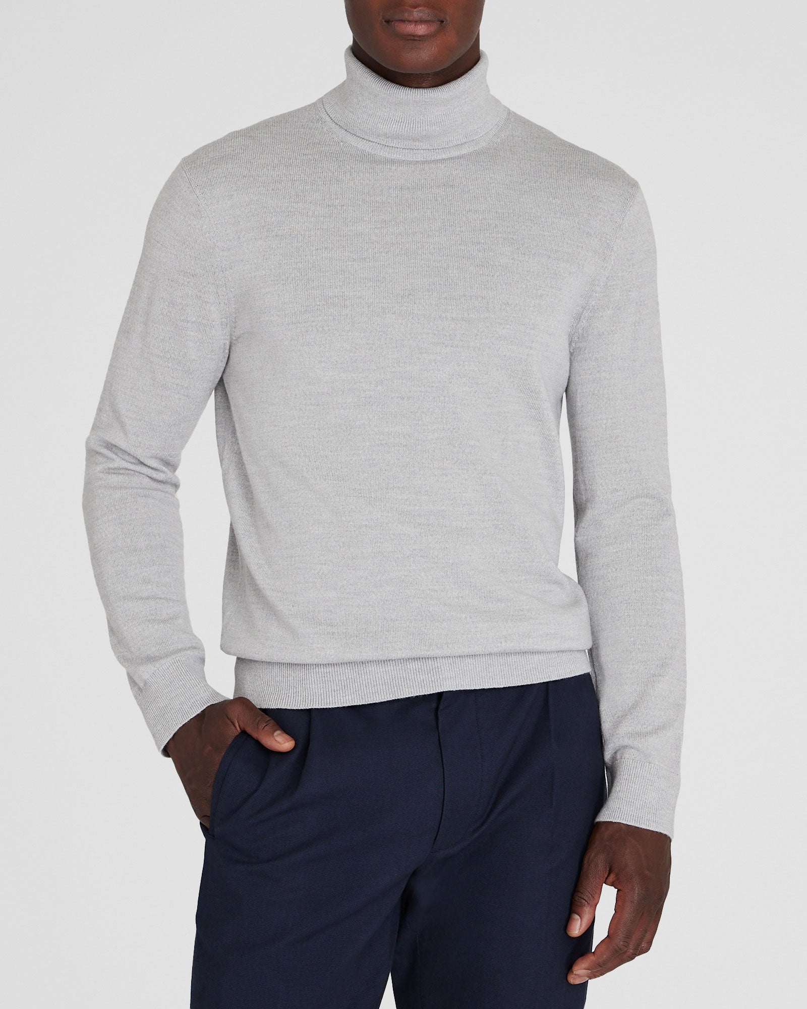 CLUB MONACO - Merino Turtleneck - Light Heather Grey